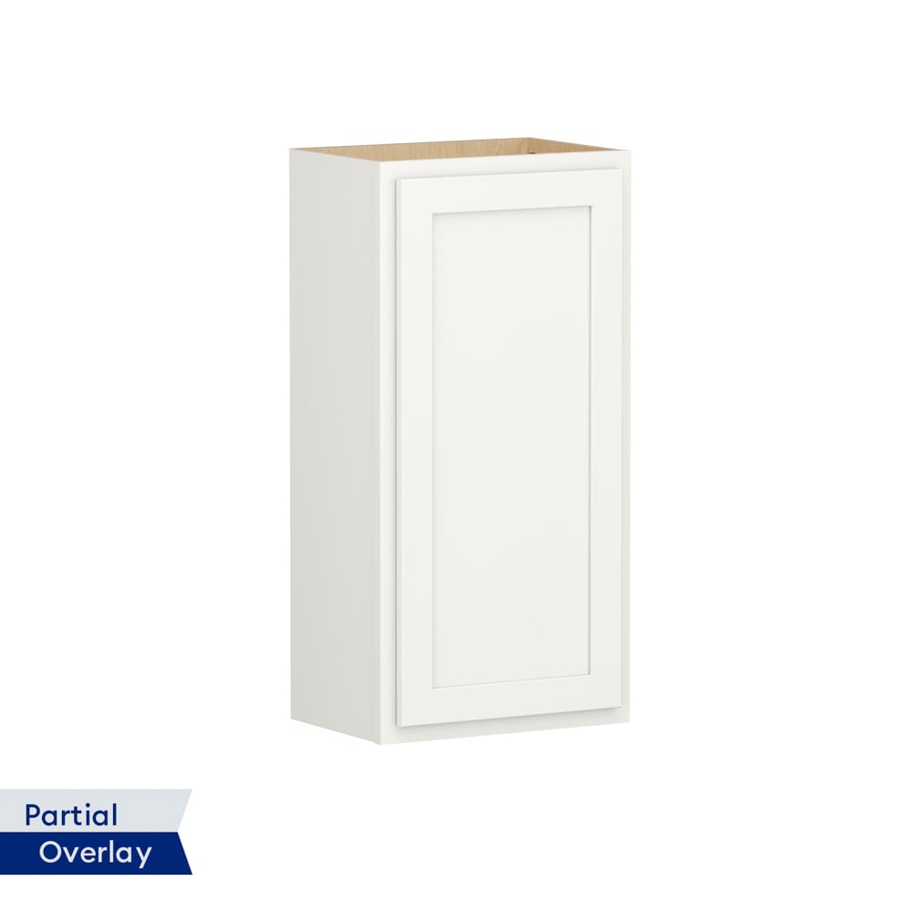 Shenandoah PRO Express SPE 92MPS-185 Breckenridge 18-in W x 36-in H x 12-in D Linen Partial Overlay Wall Fully assembled Plywood Cabinet (Recessed Panel Shaker)