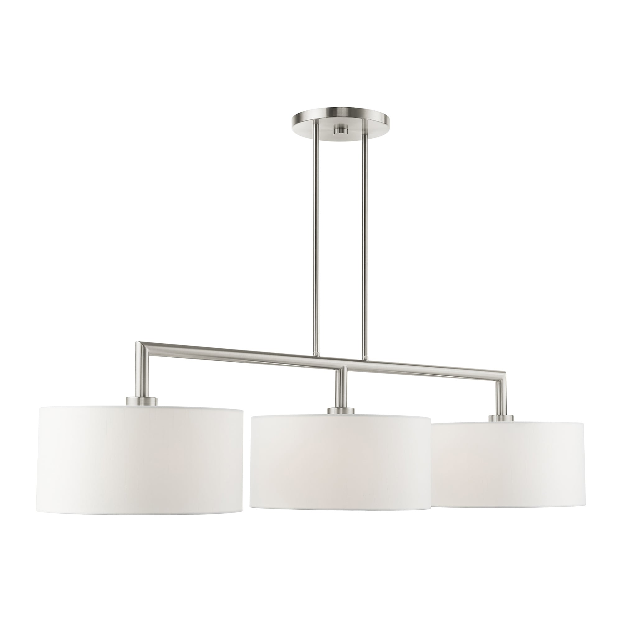 Sleek Brushed Nickel 3-Light Linear Drum Chandelier