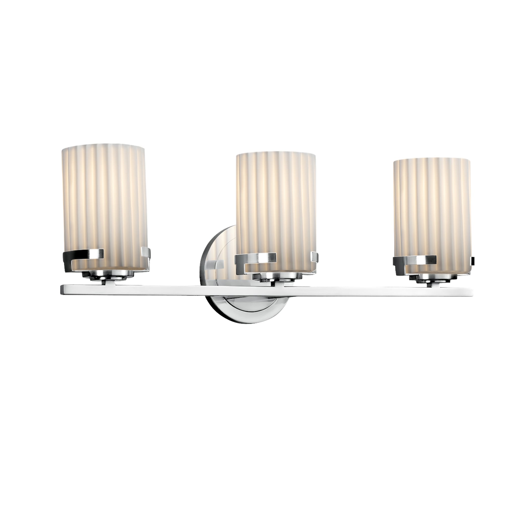 Justice Design Group POR-8453-10-PLET-CR Limoges 22.75-in 3-Light Polished Chrome Transitional Vanity Light
