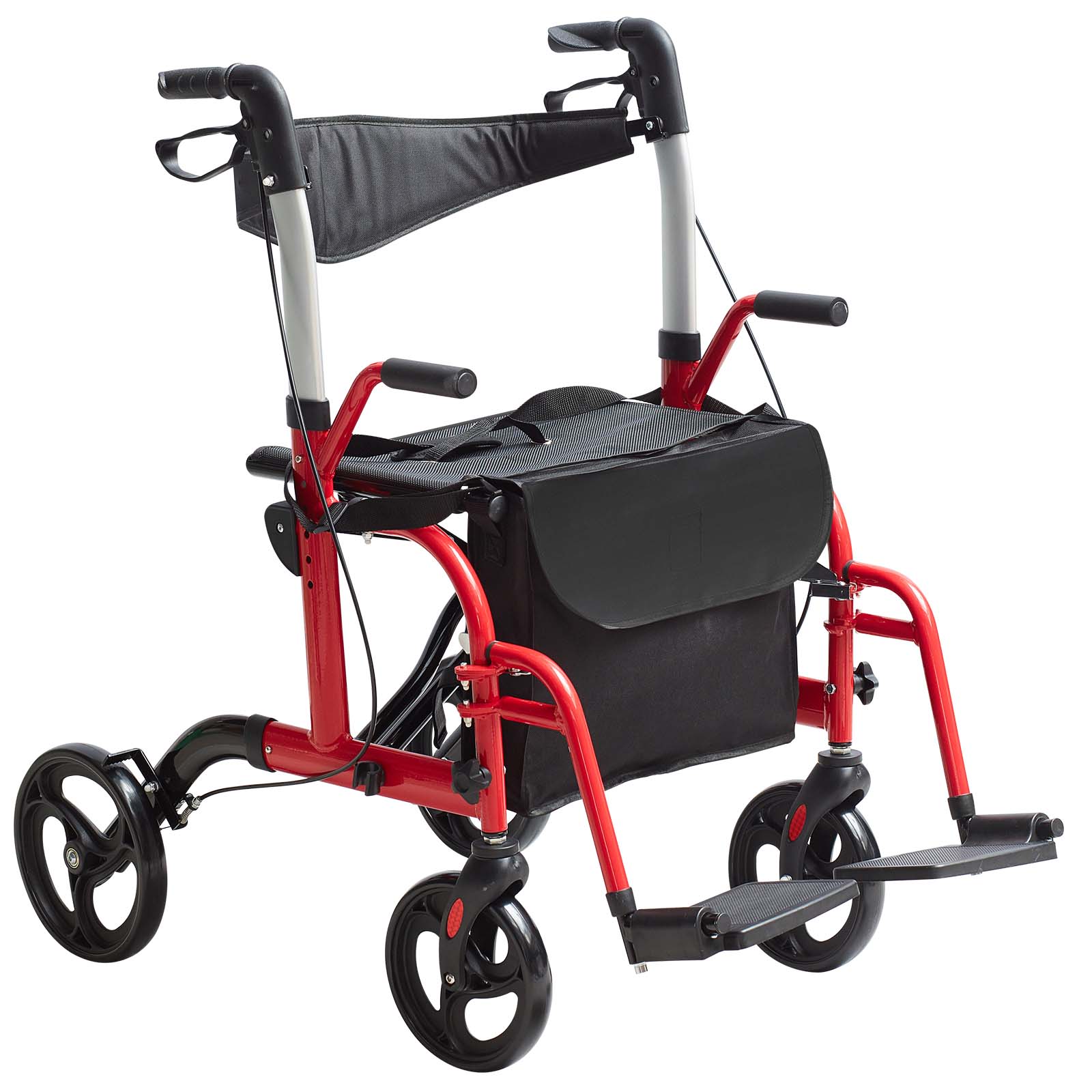 GIVIMO 2-in-1 Aluminum Rollator Walker and Transport Chair with Footrests for Seniors #LW047GIVSS356