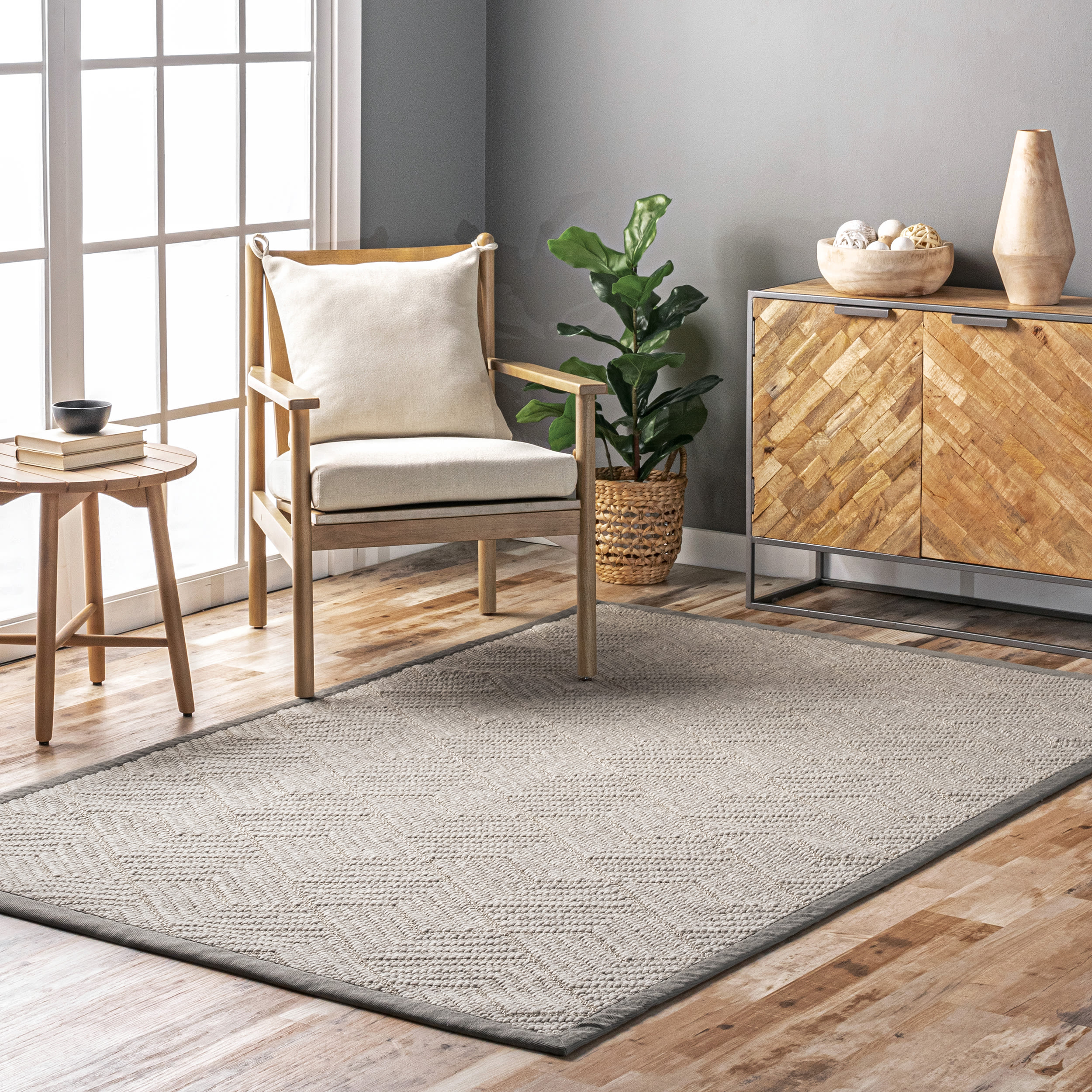 nuLOOM NCAG01B-508 Agavis 5 x 8 (ft) Loomed Wool Grey Rectangular Indoor Solid Area rug