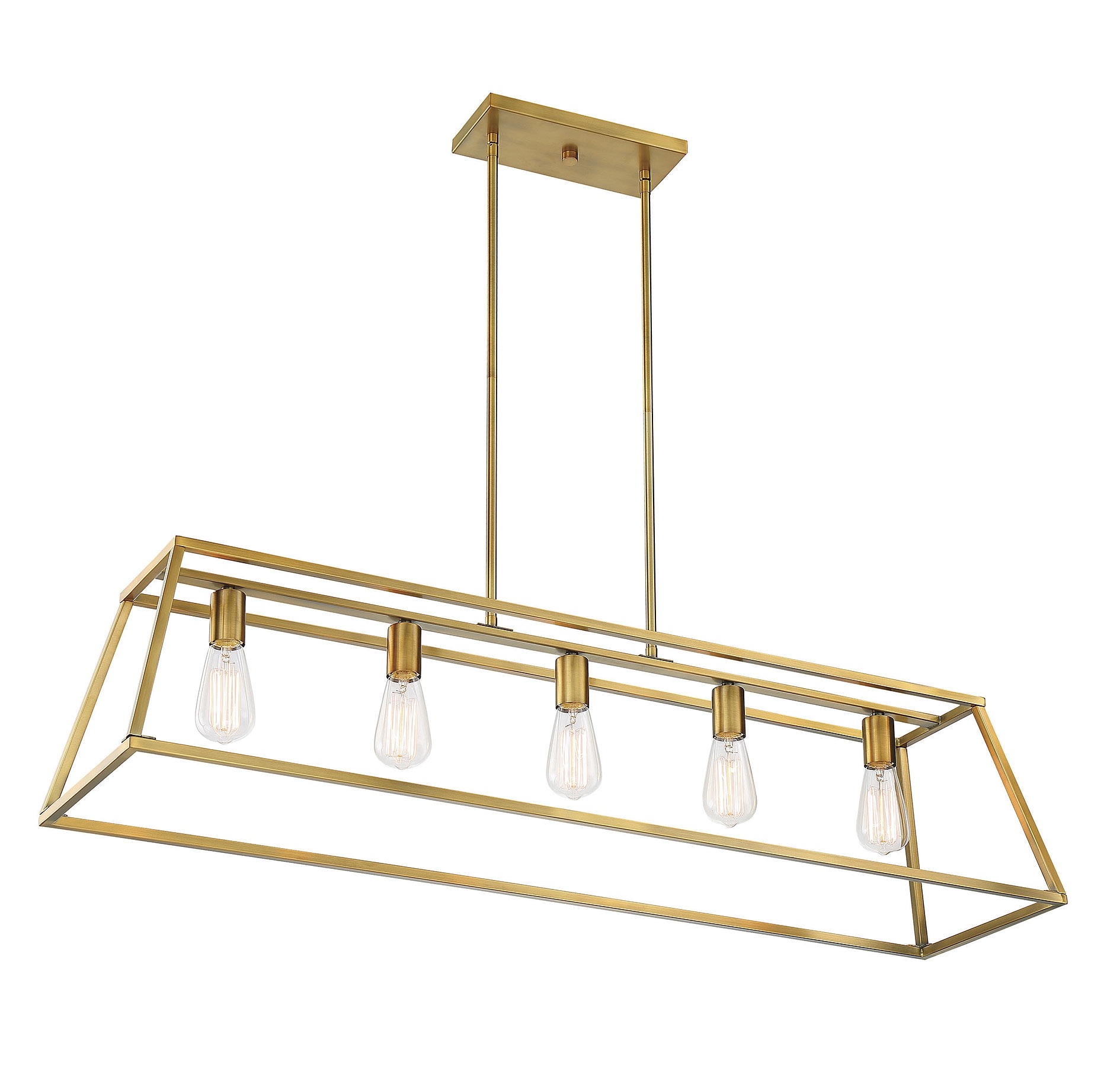 Denton Warm Brass Geometric 5-Light Linear Chandelier