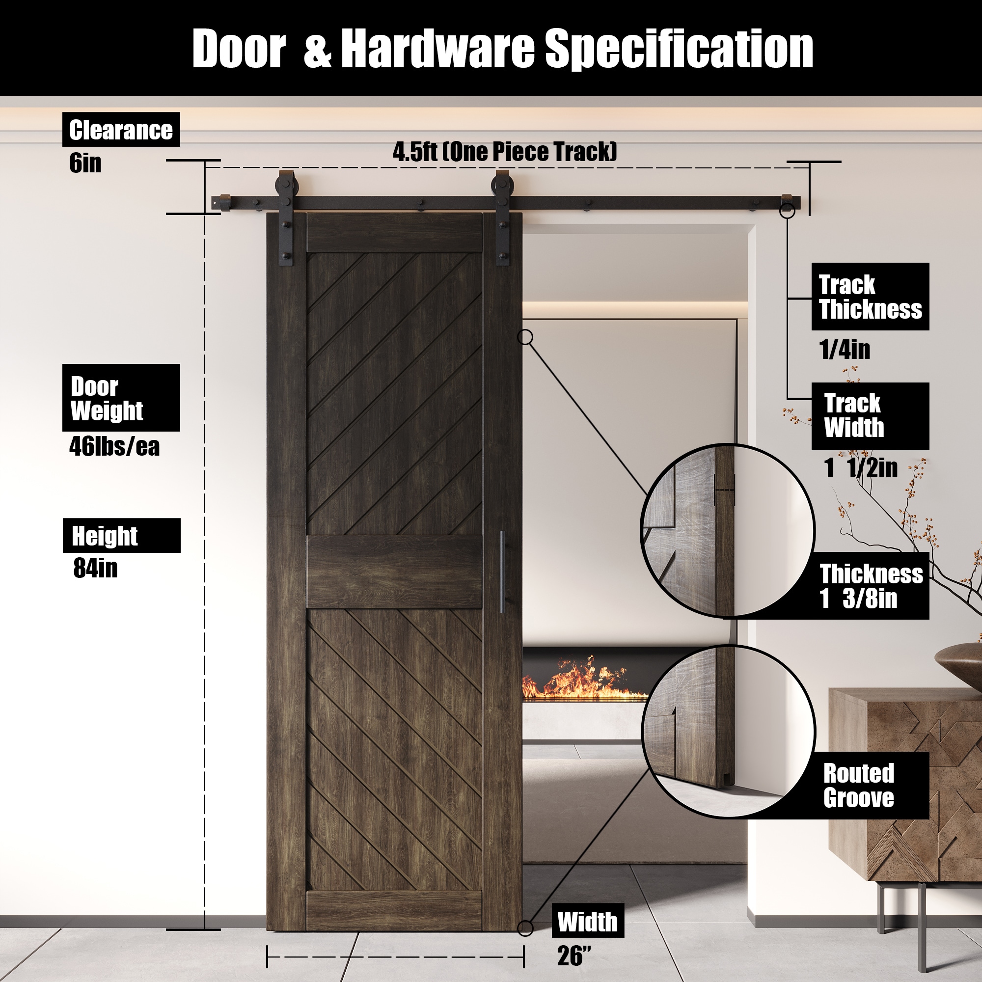 HOMACER YT1H054C-XT3-2684-EB Barn-Doors - View #2