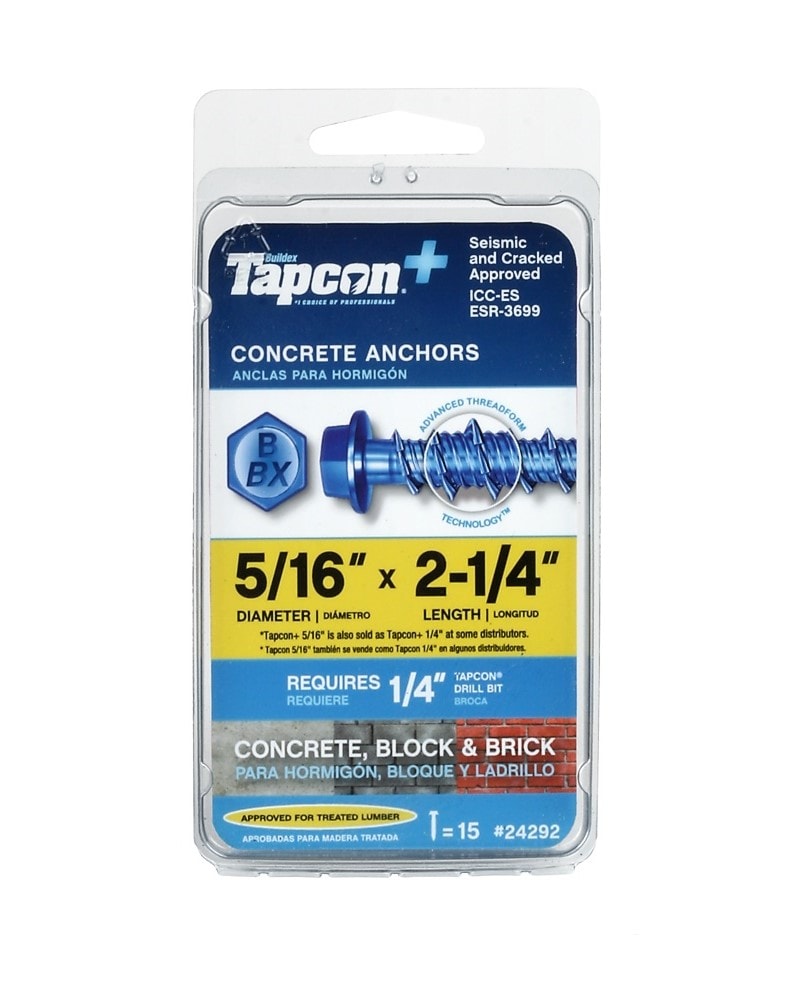 LOT Of 5  Tapcon Screw Anchor 3/8" x 3" Solid Concrete & Block 