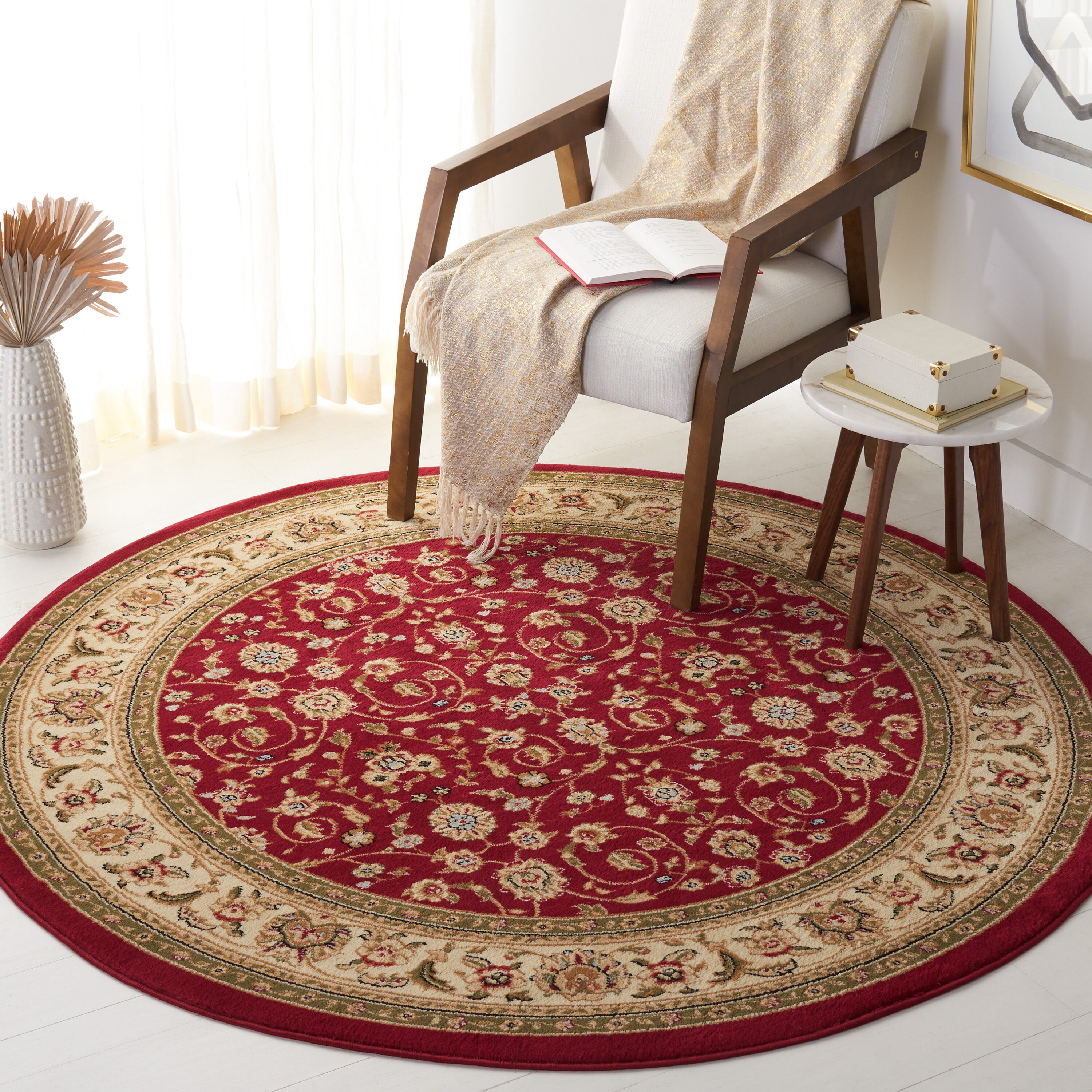 Lyndhurst 312A Red Ivory 6 X 6 Round Area Rug
