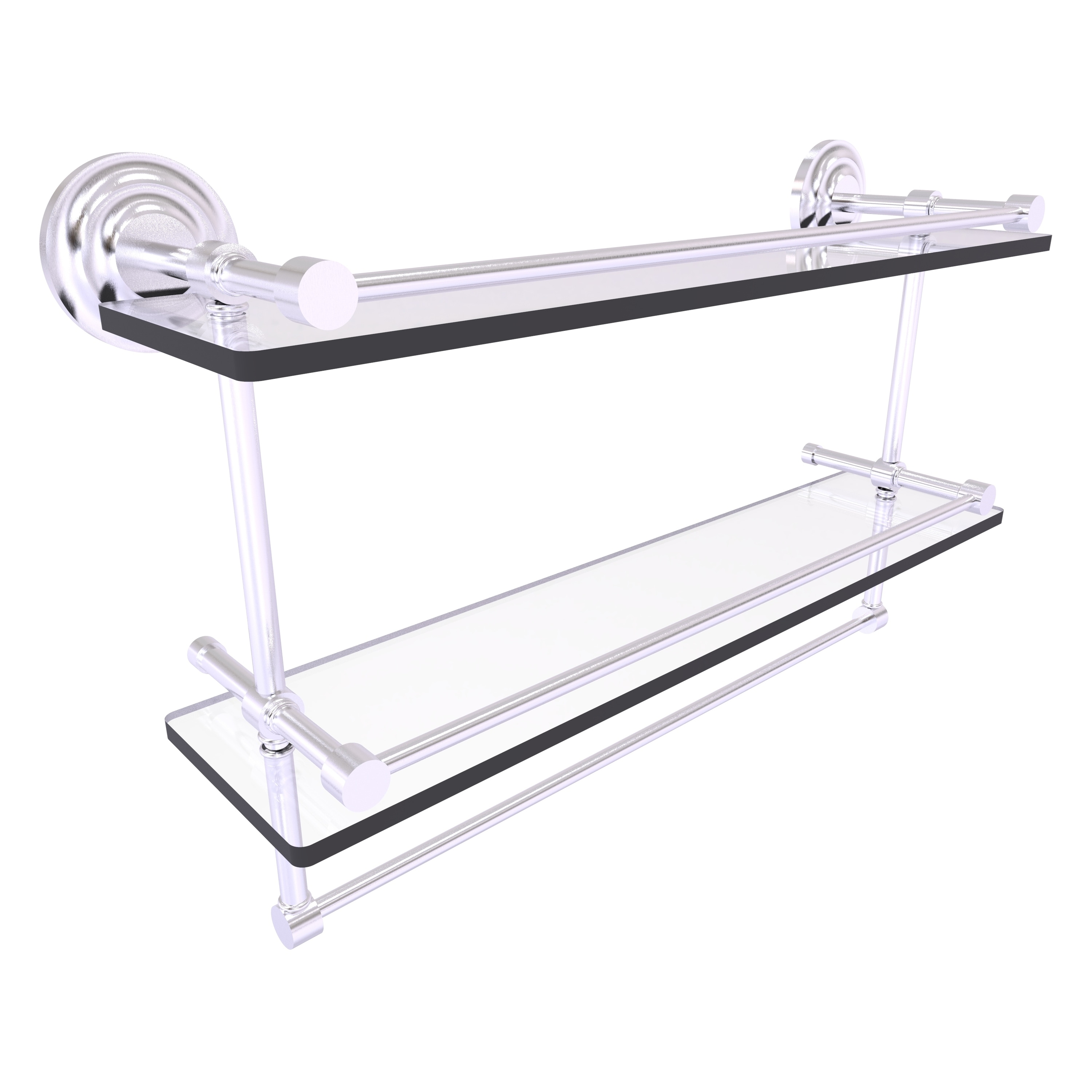 Allied Brass QN-2TB/22-GAL-SCH Que New Satin Chrome 2 -Tier Wall mount Bathroom Shelf ( 22-in x 12-in x 5-in )
