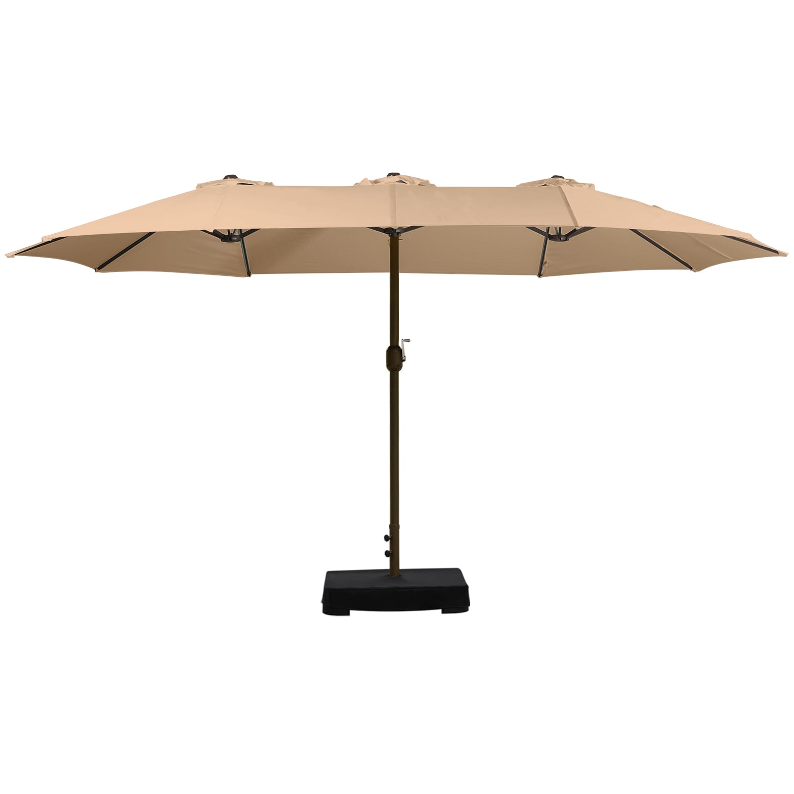 Aoodor A065-PKIKI 15-Feet Iron Brown Market Patio Umbrella with Base