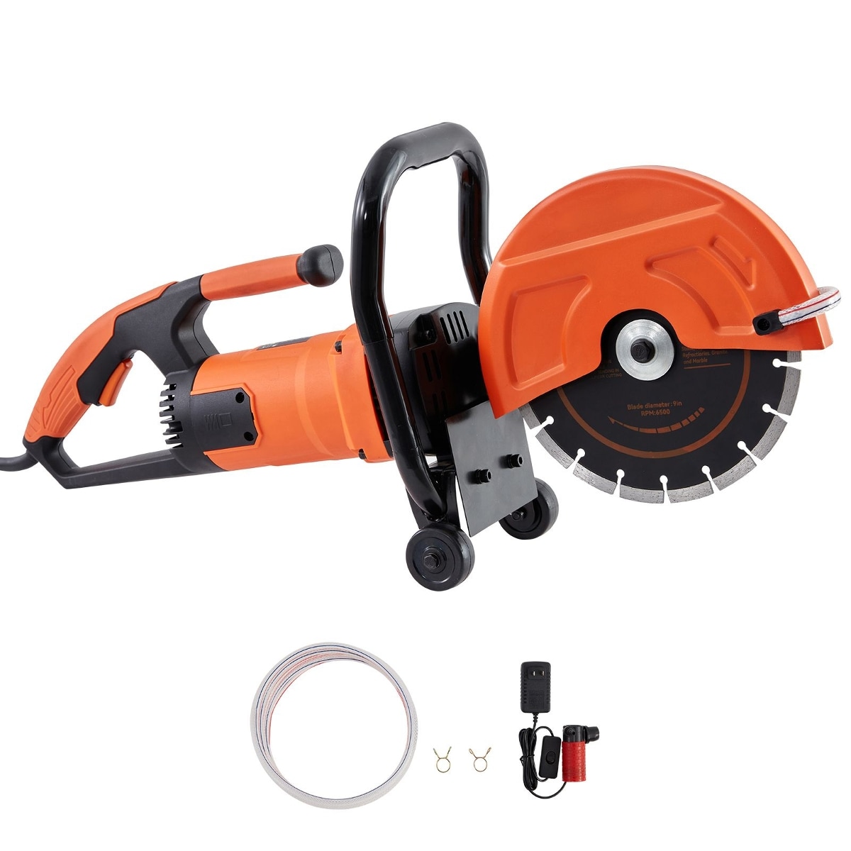Tooliom Electric Concrete Saw 9 Inch 1800W Wet Dry Circular Cutter 3.5 In Depth For Stone Brick