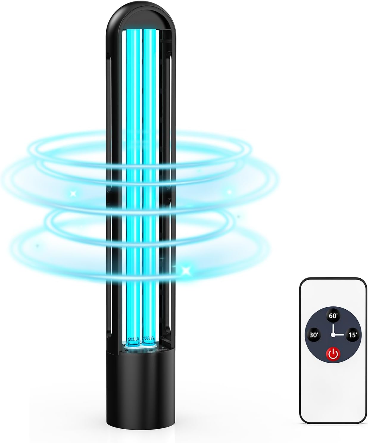 Paraheeter 38W Freestanding UV Light Sanitizer Plug-In with Wireless Remote Controler in Black