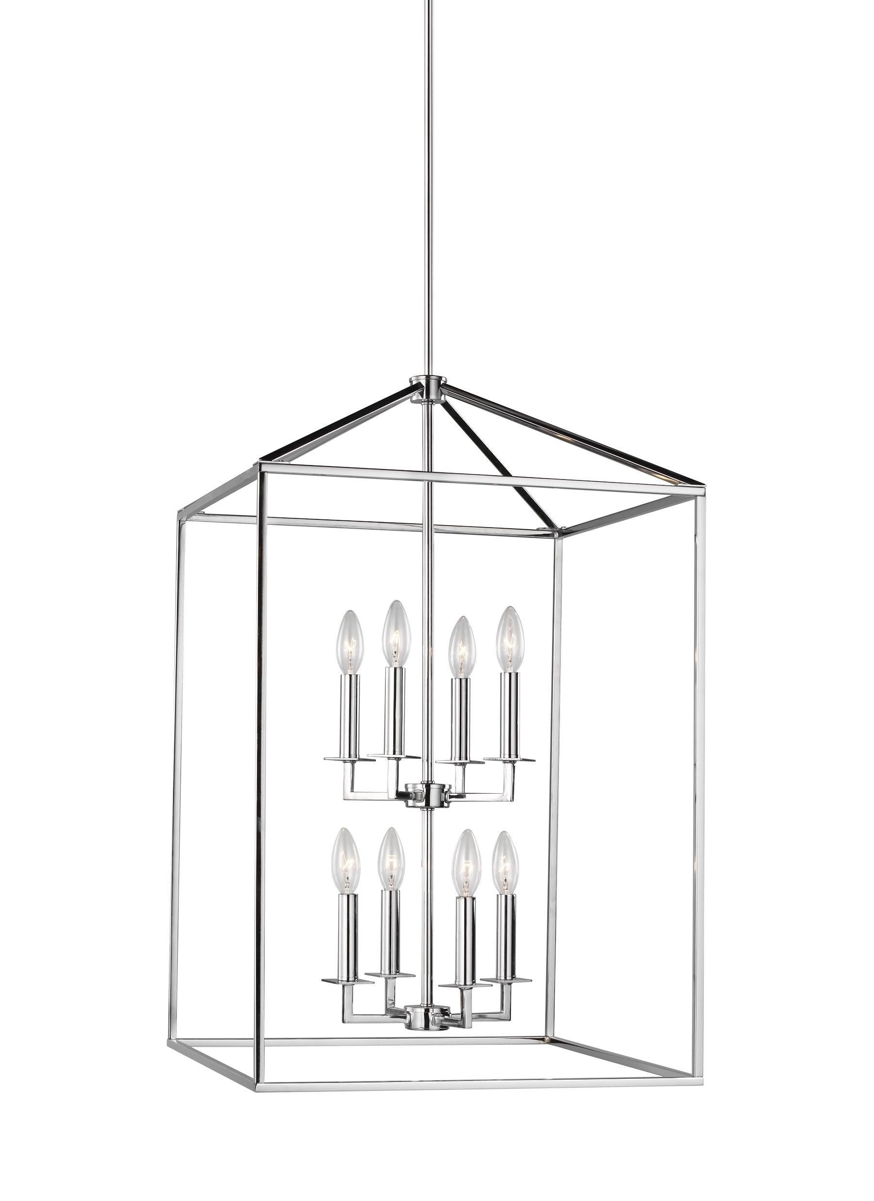 Generation Lighting 5115008EN-05 Perryton 8 -Light Chrome Transitional Tiered Large Hanging Pendant light