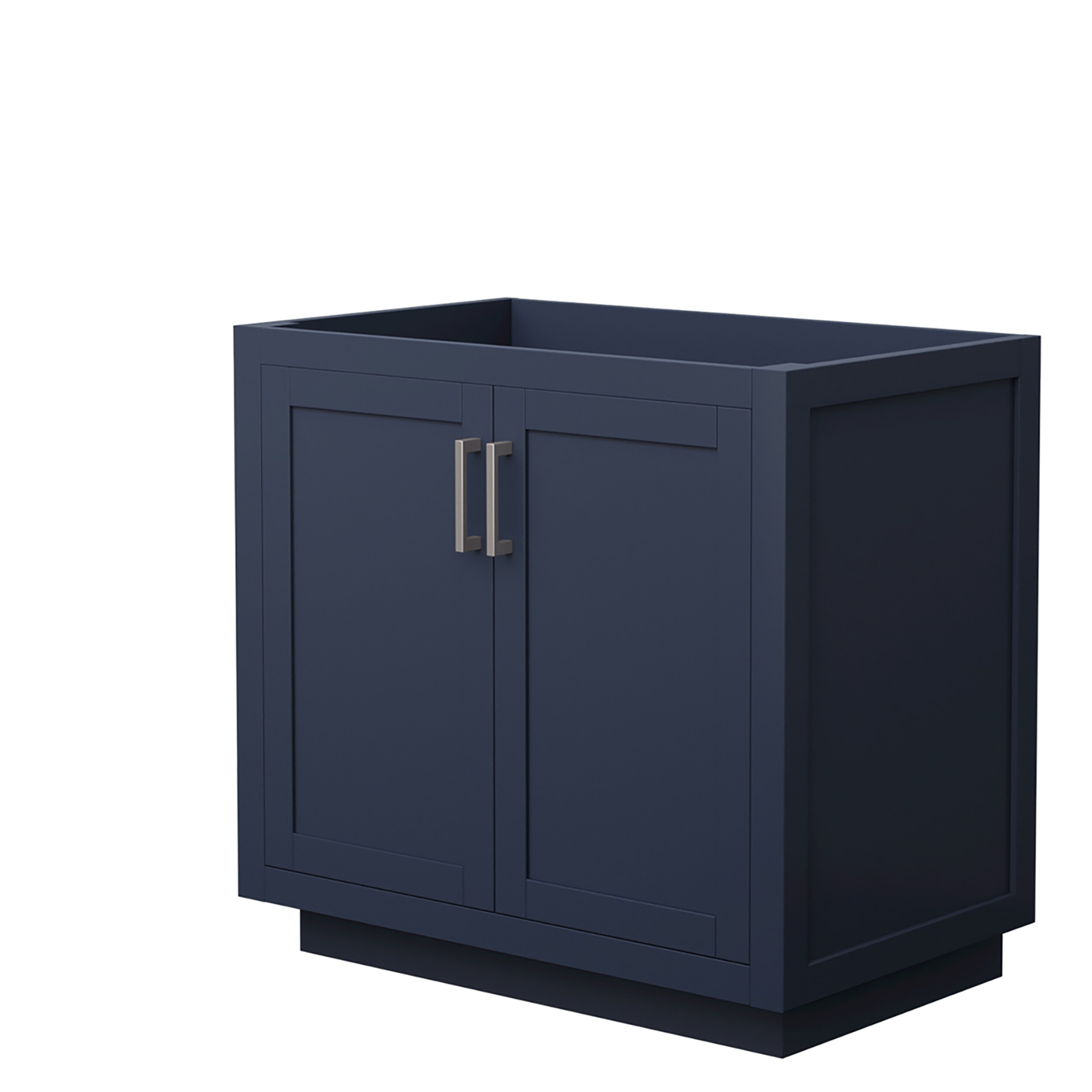 Wyndham Collection WCF292936SBNCXSXXMXX Miranda 36-in Dark Blue with Brushed Nickel Trim Bathroom Vanity Base Cabinet without Top