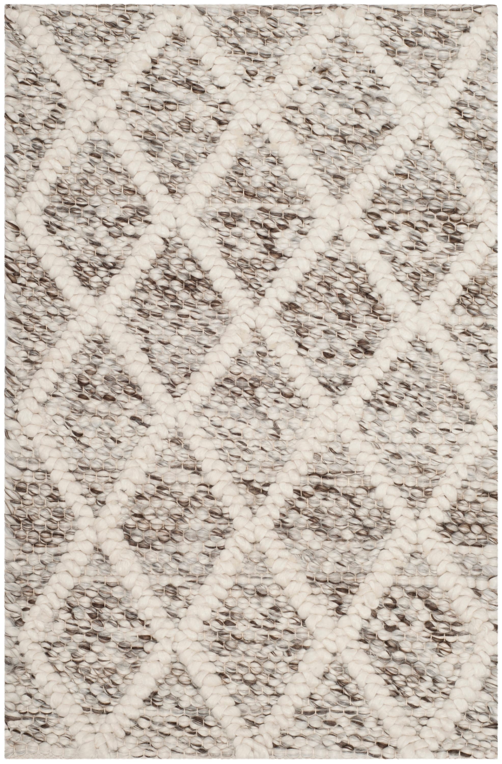 Ivory and Stone Tufted Wool Reversible Rectangular Rug 2' x 3'