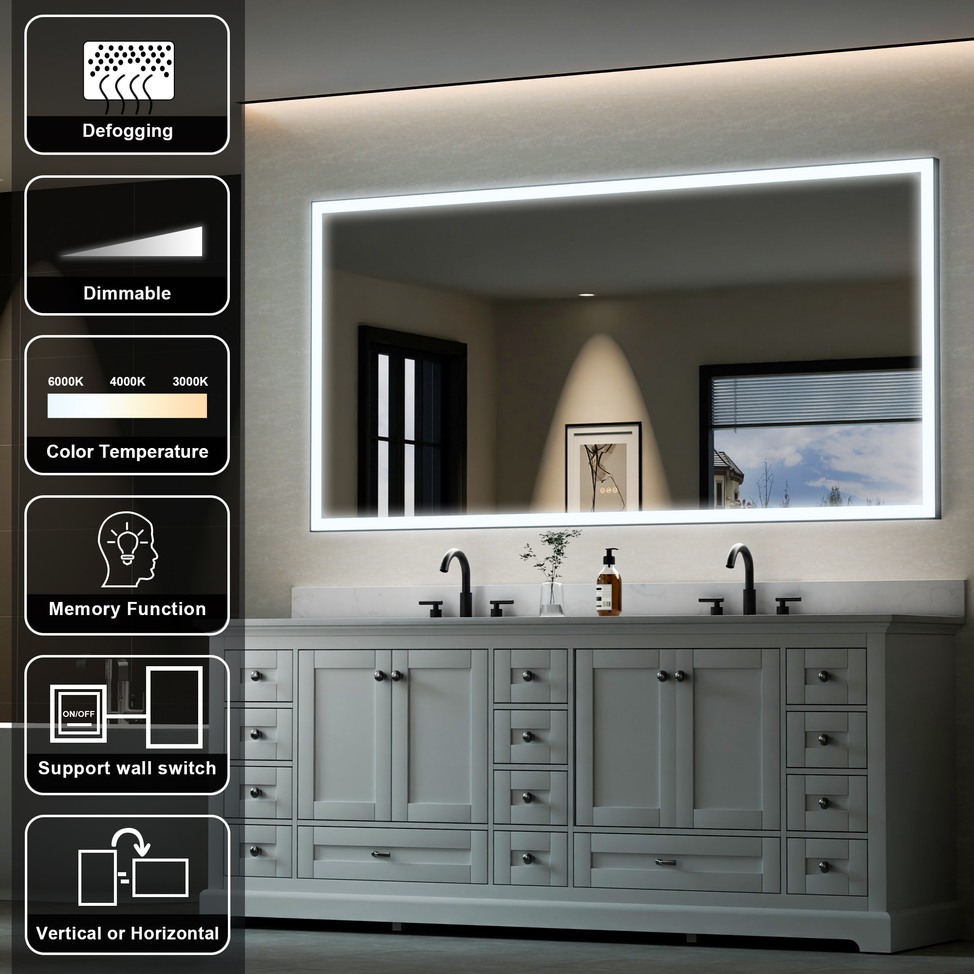 WELLFOR W5FM8442MB Framed-Bath-Mirrors - View #4