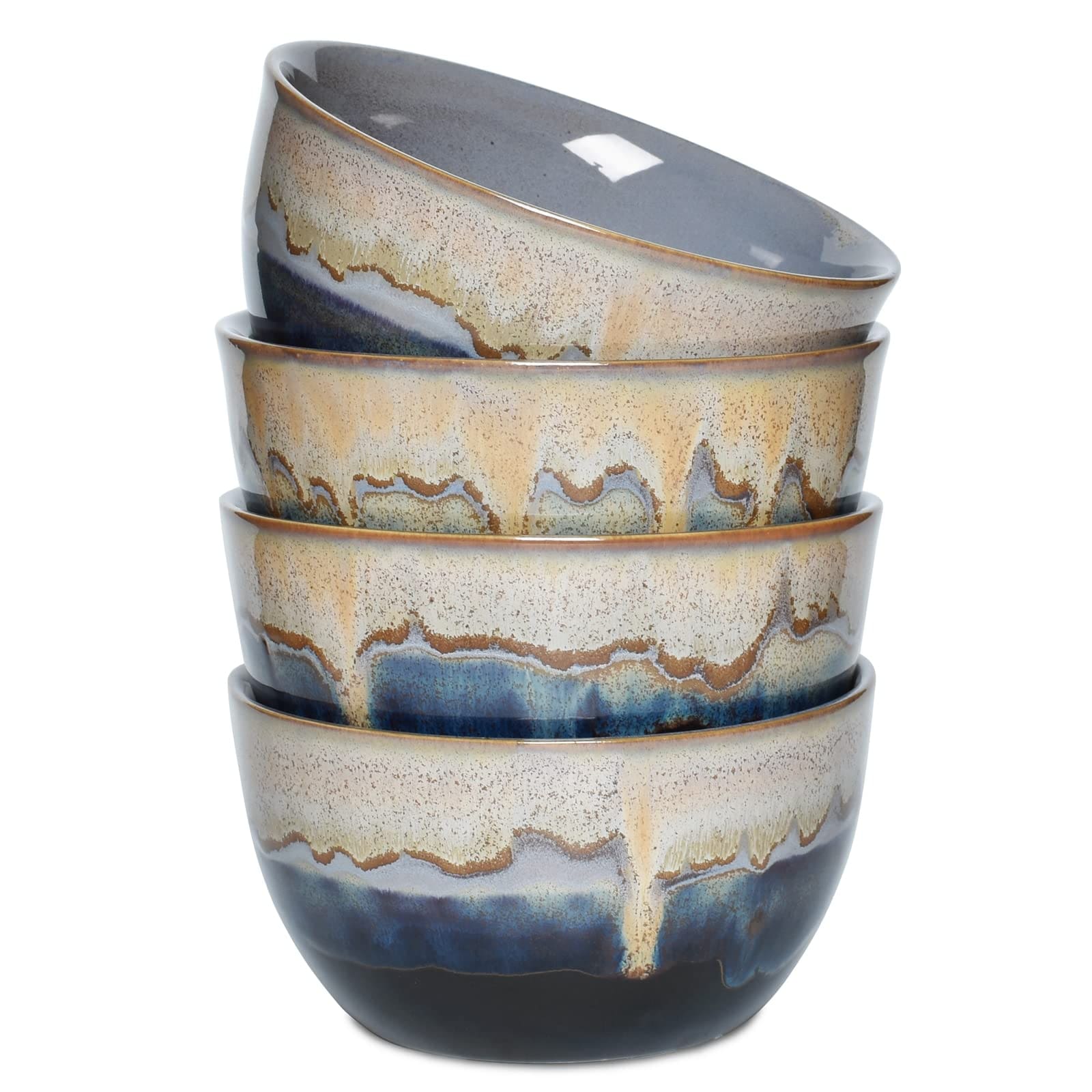 Aoibox  26 fl oz Grey Stoneware Cereal Bowls with Reactive Glaze 5 8 in Wide Set of 4 Cereal Bowls