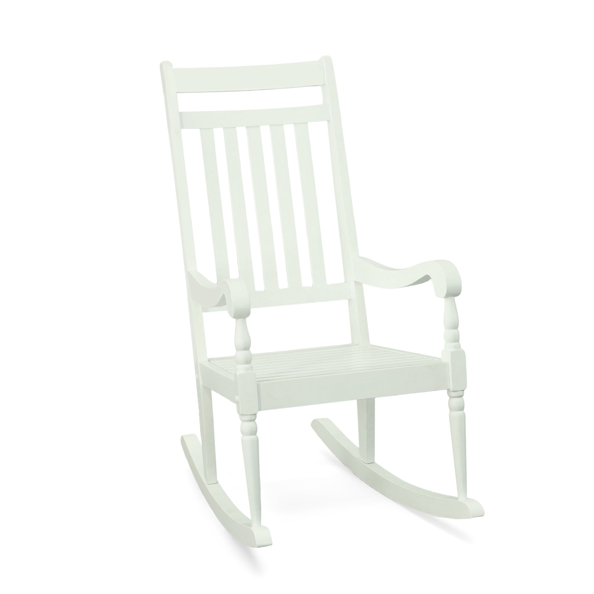 Carolina Cottage JR1101WHT Asheville Rocker White Wood Frame Rocking Chair with Slat Seat