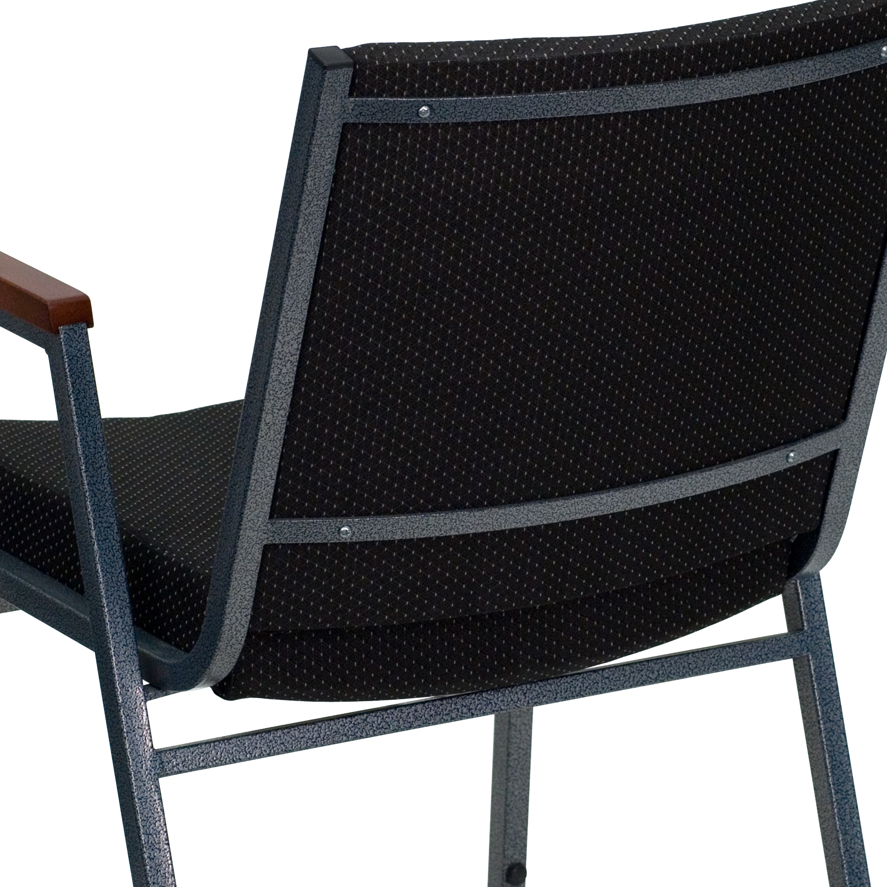 Hercules Series 31'' Heavy Duty Black Fabric Stack Chair with Silver Frame