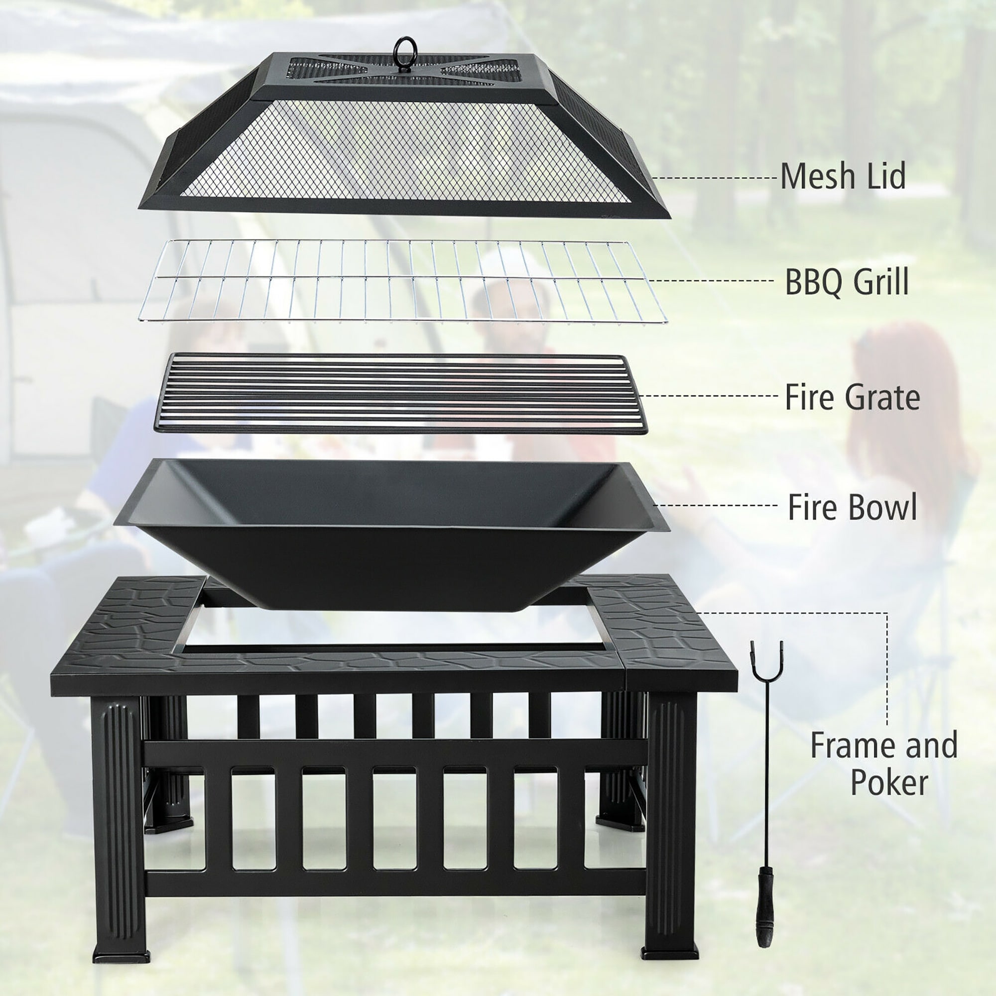 Forclover ALBA-B1WFP Outdoor-Woodburning-Firepits - View #2