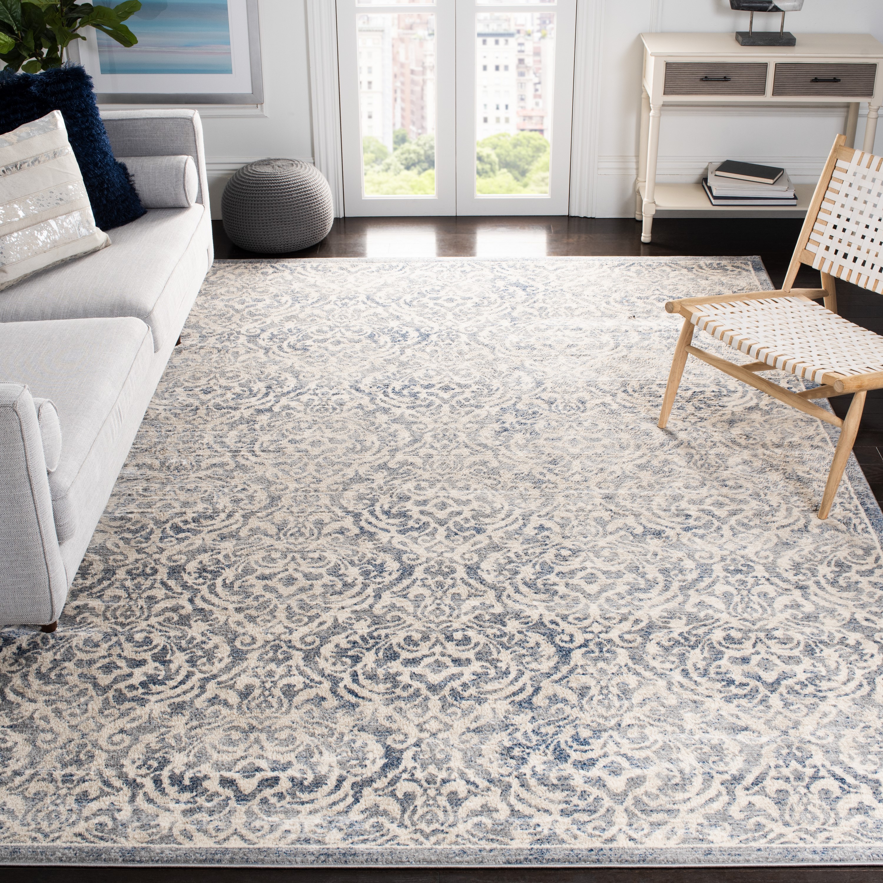 Safavieh BNT810G-1115 Brentwood Cira 11 x 15 (ft) Loomed Polypropylene Light Gray/Blue Rectangular Indoor Distressed/Overdyed Vintage Area rug