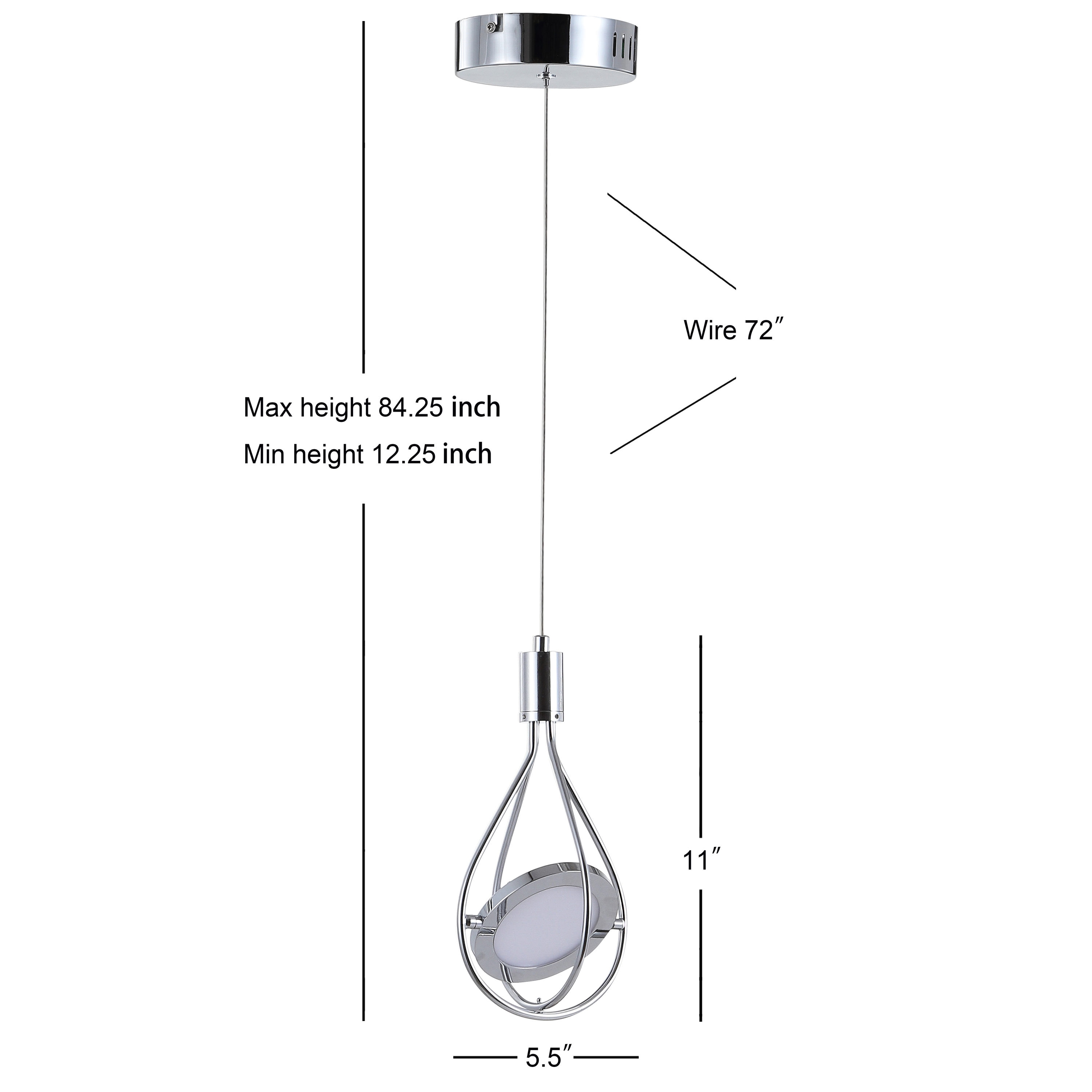 Orion 5.5" Polished Chrome Adjustable Modern LED Pendant