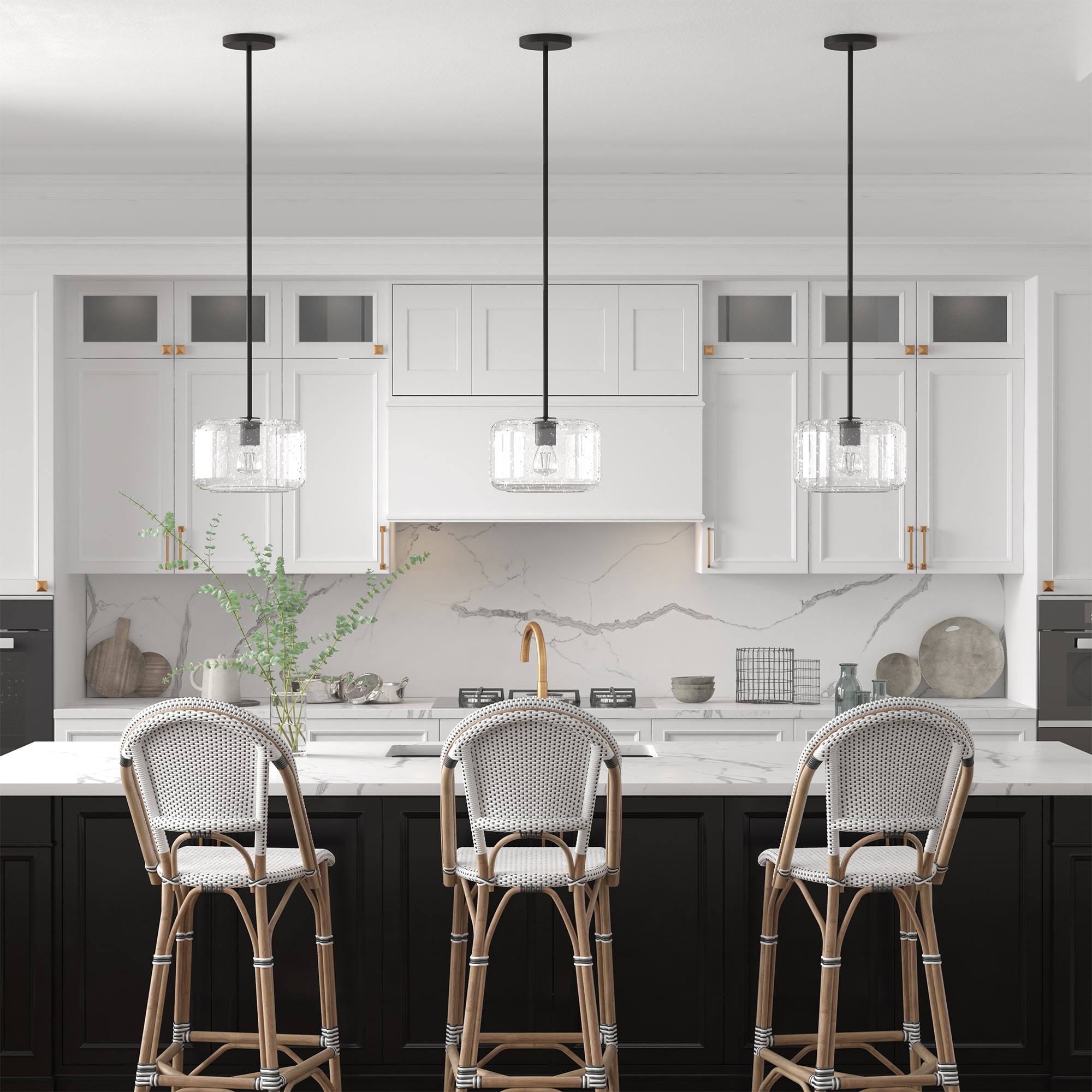 Modern Farmhouse 11" Blackened Bronze Globe Pendant with Seeded Glass