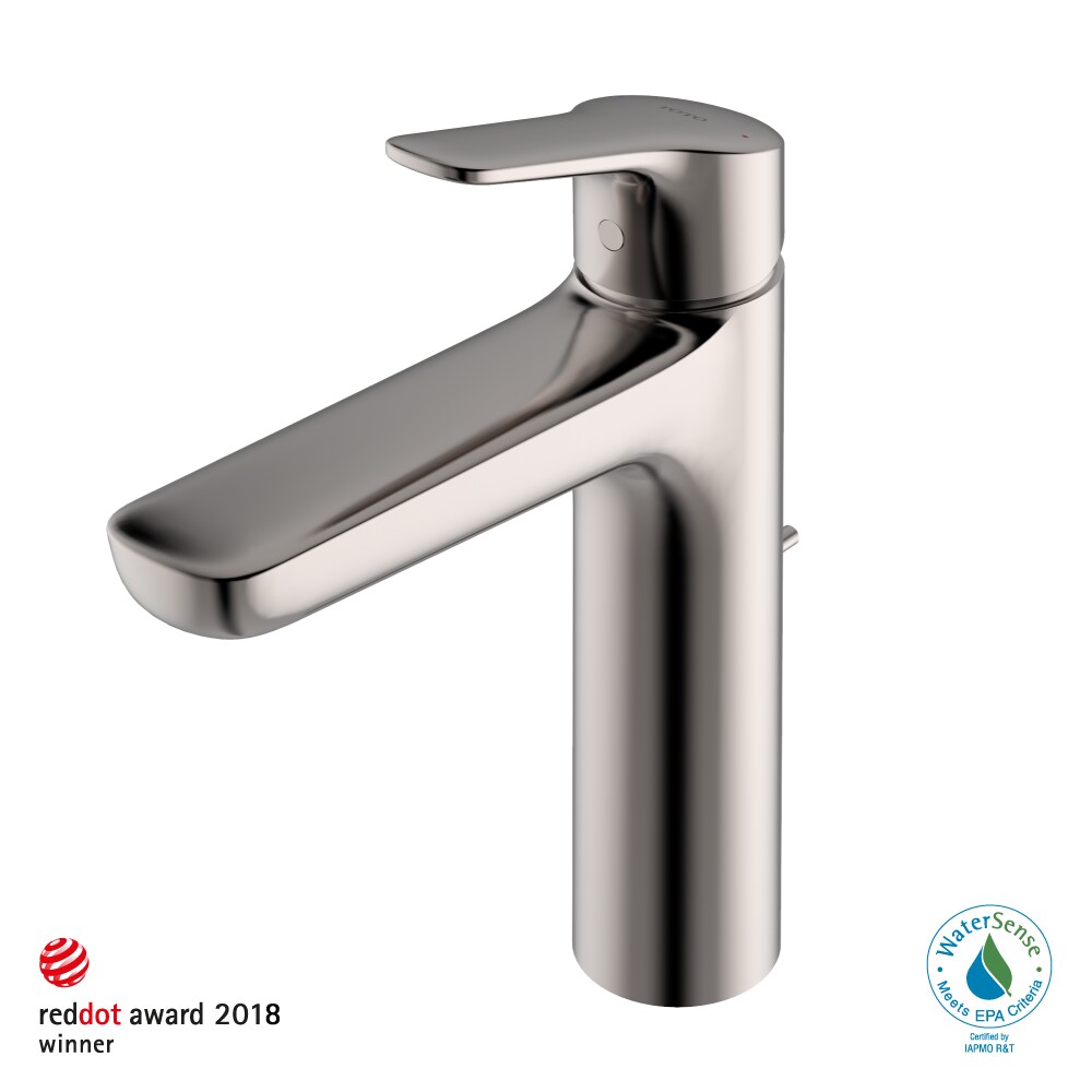 TOTO TLG03303U-PN Global Polished Nickel Single hole 1-handle WaterSense High-arc Commercial/Residential Handle Bathroom Sink Faucet with Drain