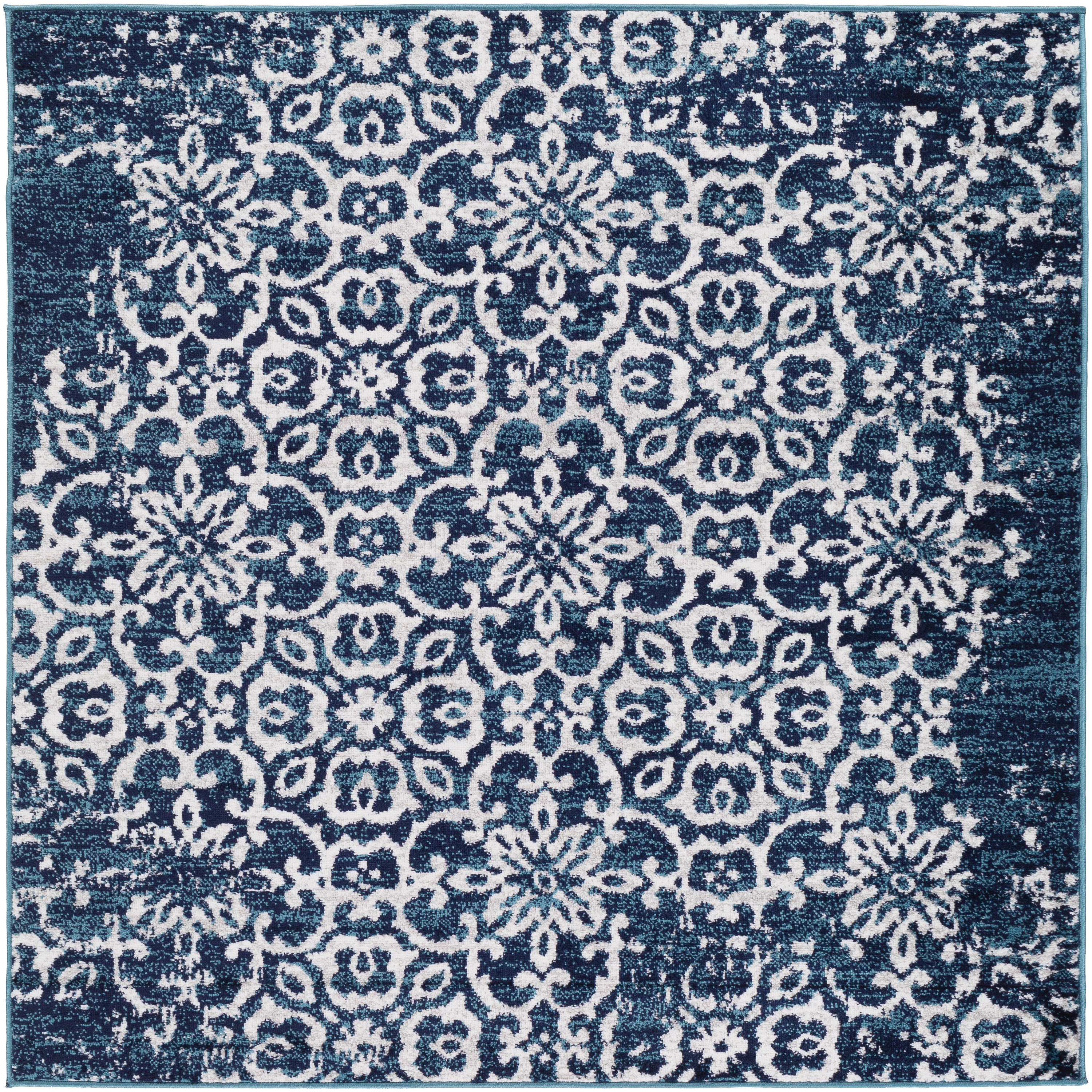 Surya MNC2303-53SQ Monte Carlo 5 X 5 (ft) Navy/Gray Square Indoor Trellis Vintage Area Rug