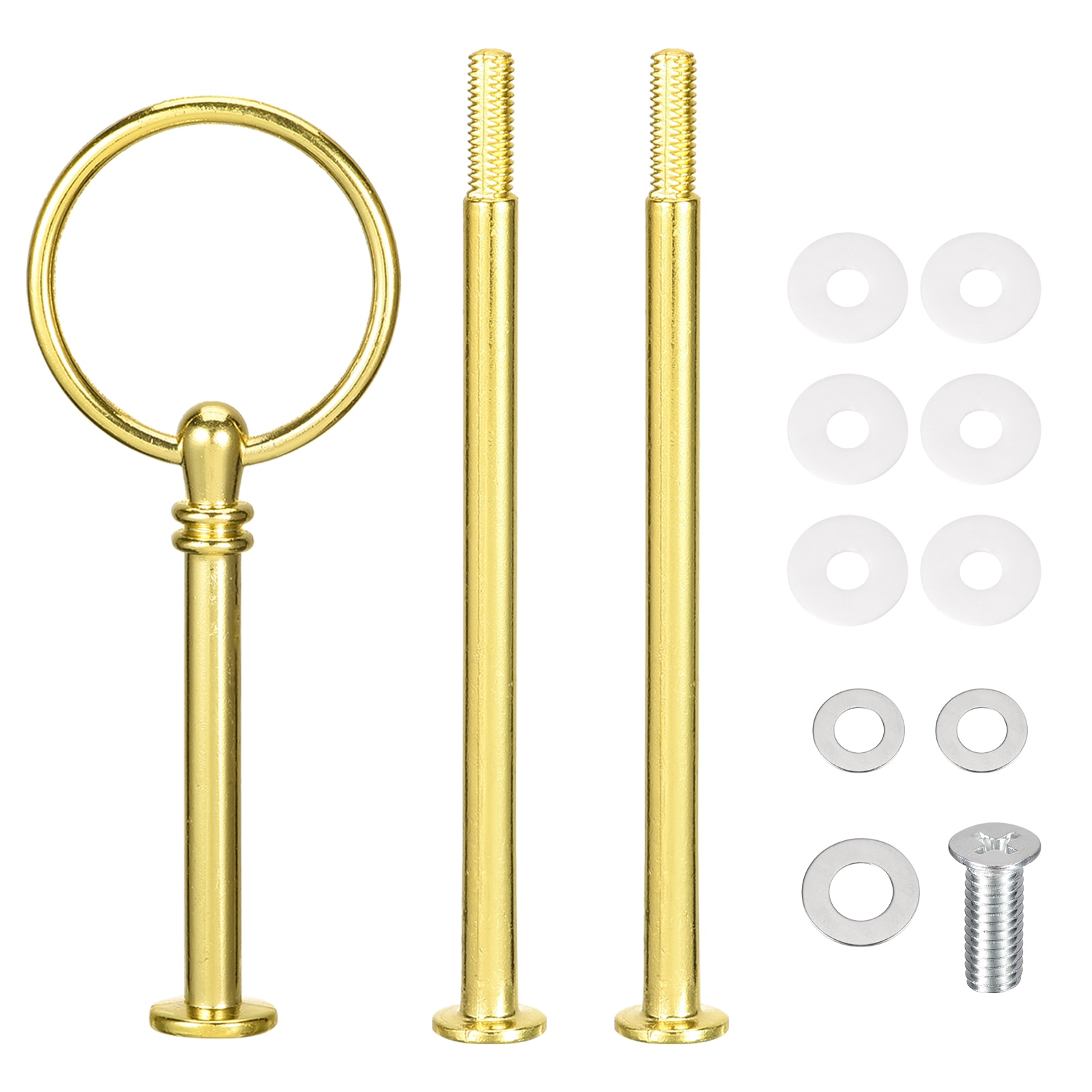 Unique Bargains 2sets Cake Tray Stand Handle Cupcake Dessert Plate Hardware Fitting Holder Rod Stand Handle for Cake Stand Wedding Party 3-Tiers Round Gold