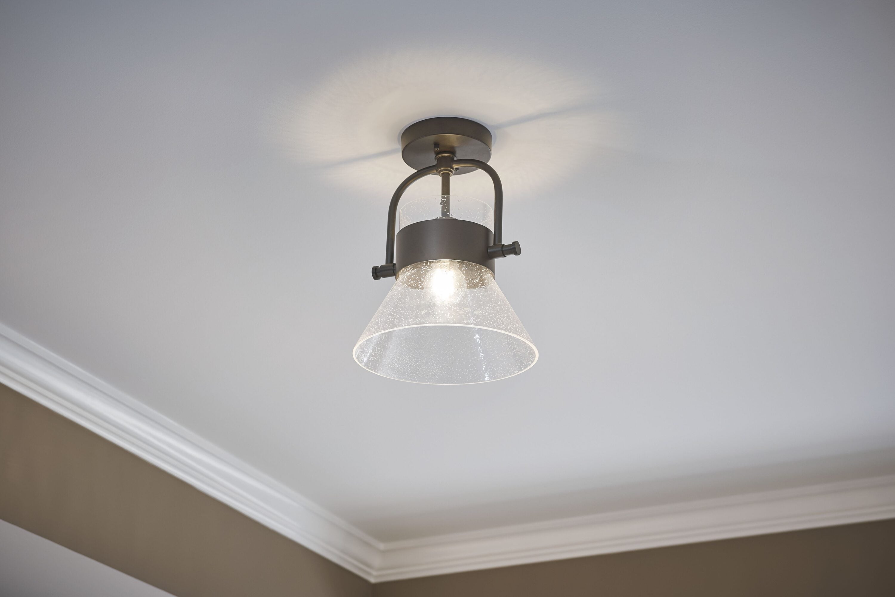 Kichler 38224 Aldean 1 -Light 10-in Antique Bronze Semi Flush Mount Light