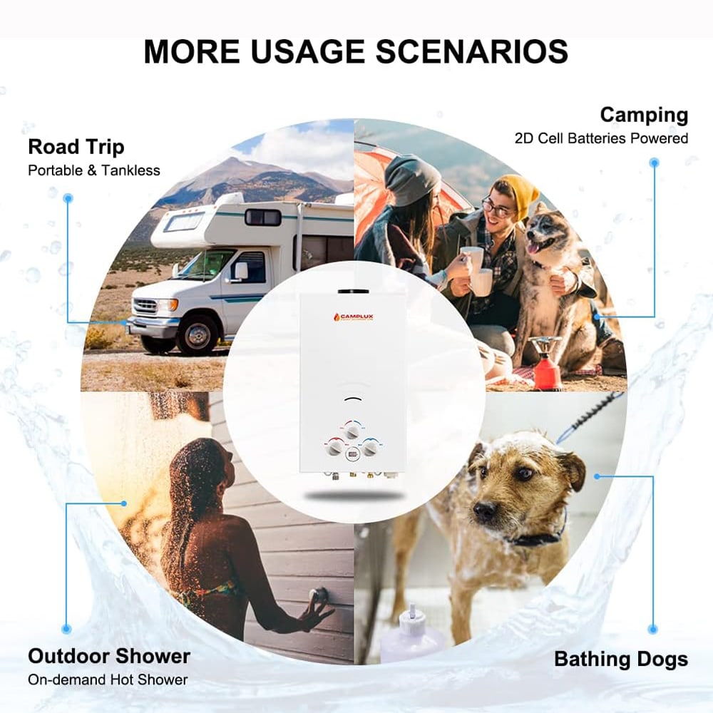 Camplux Enjoy Outdoor Life Camplux 8L 2.11 GPM 55,000 BTU Outdoor Portable Propane GAS Tankless Water Heater