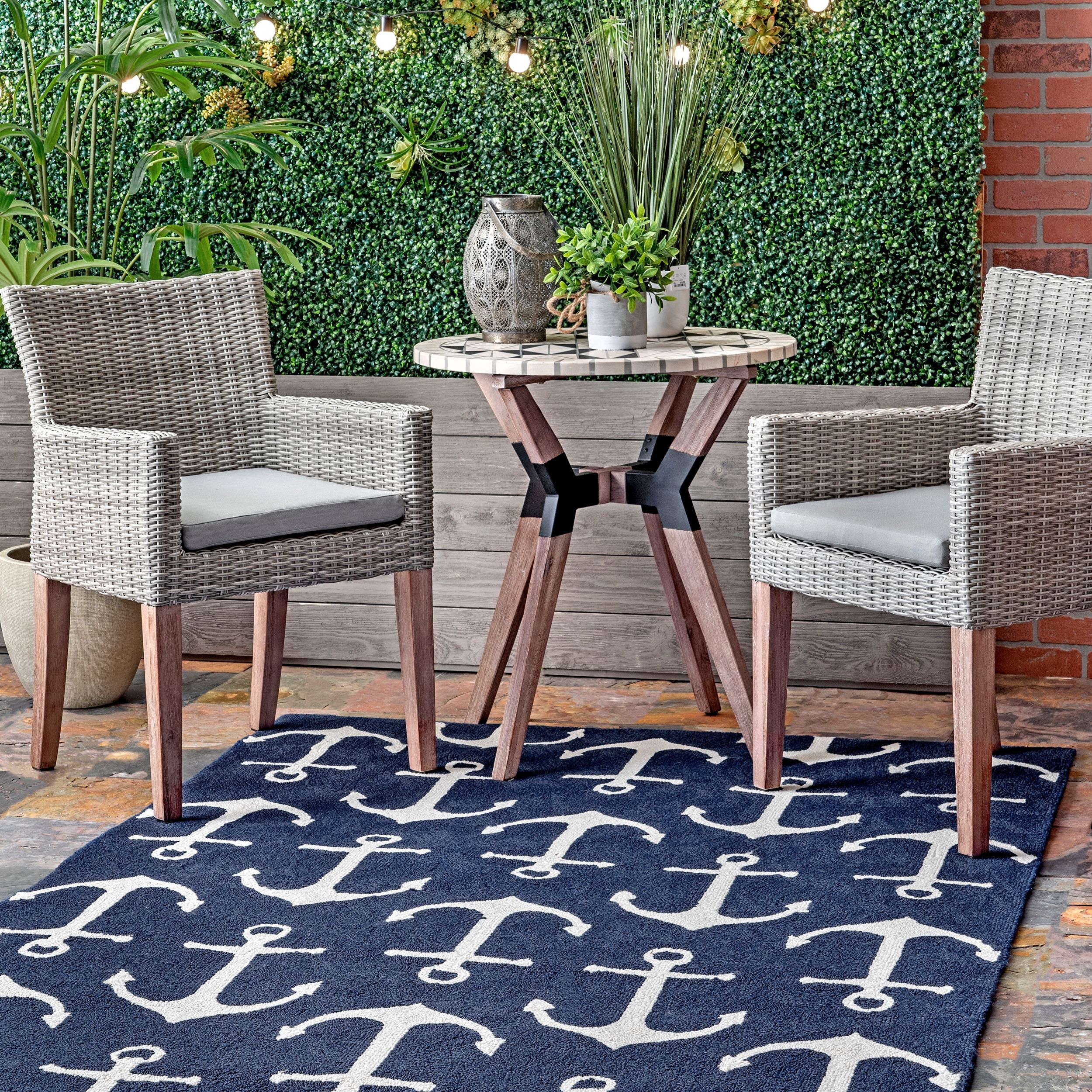 nuLOOM Despina Hand Hooked Indoor/Outdoor Rug, 2' x 3', Navy