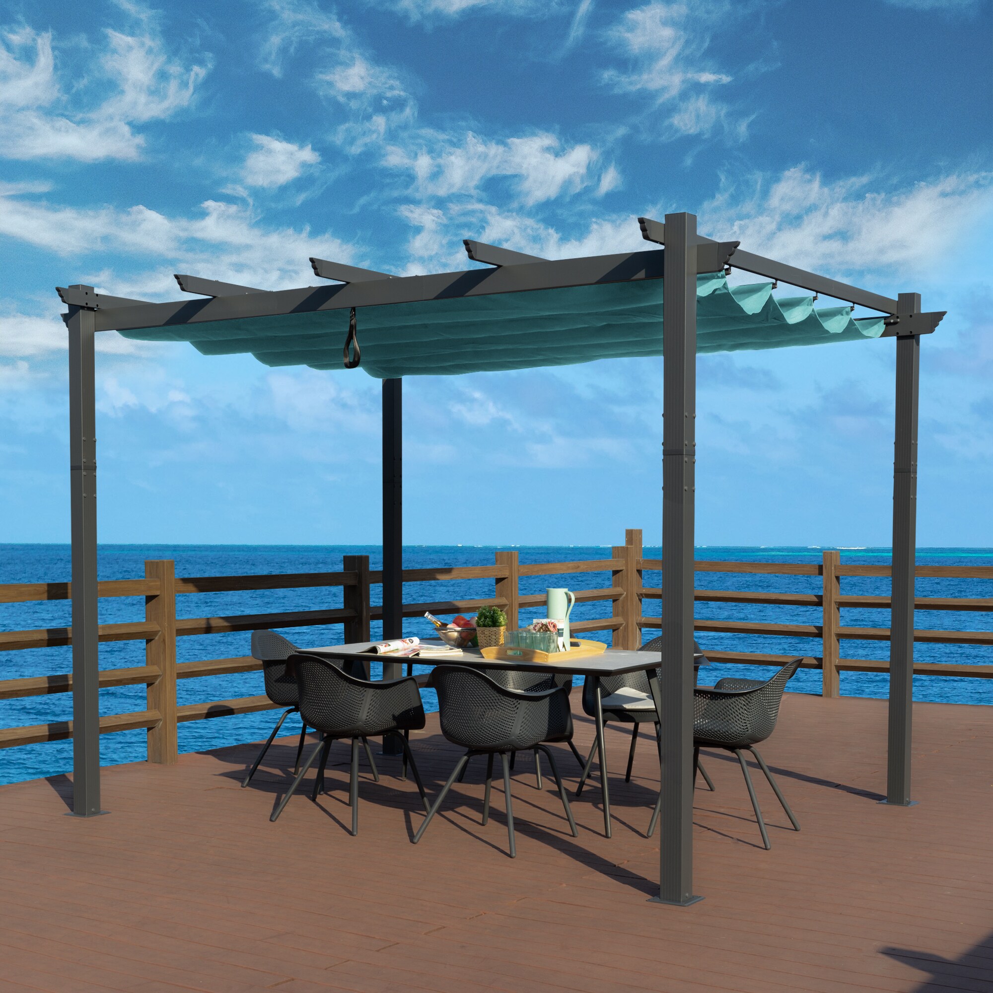 Kozyard Pergolas 10ft W x 12ft L x 8ft H Gray Metal Freestanding