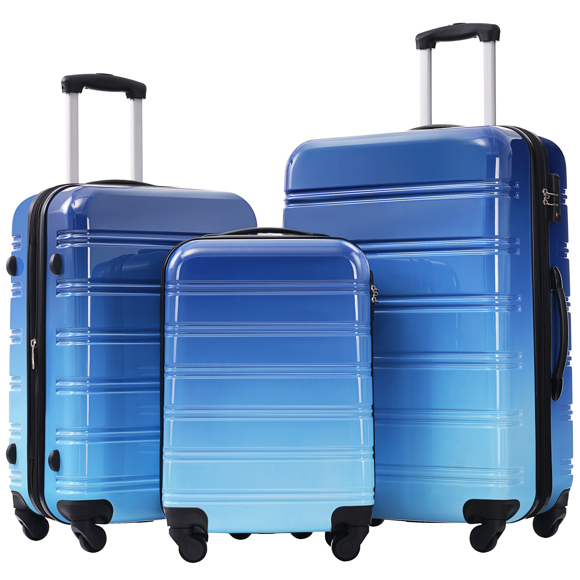 ModernLuxe L3P-N732P184448S Hardshell Luggage Sets 3 Piece Gradient Color Epandable Suitcase with Spinner Wheels and TSA Lock Lightweight 20inch 24inch 28inch AvailableBlue and Light Blue