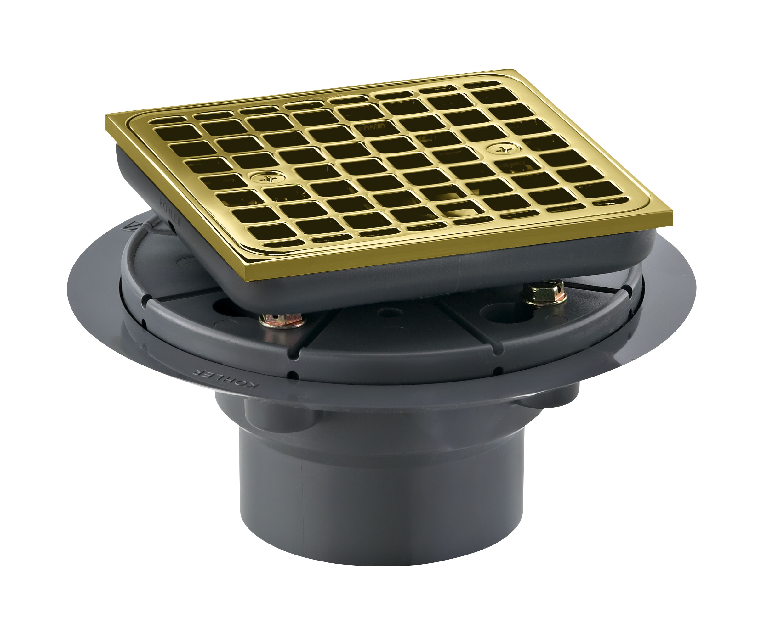 KOHLER 2-in Vibrant Polished Brass Square Brass Shower Drain in the Shower  Drains department at