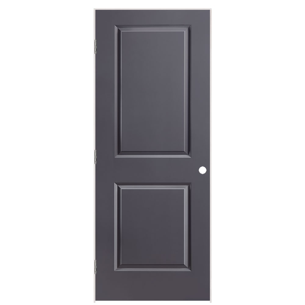 Masonite 1316134 32-in x 80-in Slate Solid core 2-panel square Right hand Smooth Prefinished Molded composite Flat Jamb Single Prehung Interior Door