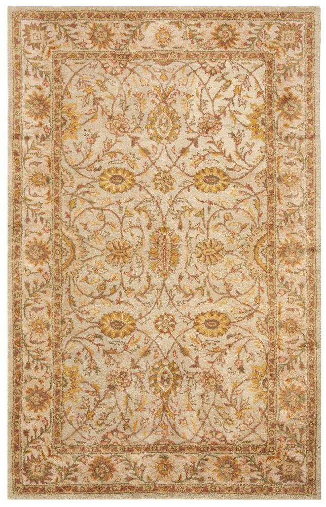 Safavieh AT17A-5 Antiquity Chelou 5 x 8 (ft) Tufted Wool Ivory/Light Green Rectangular Indoor Floral/Botanical Vintage Area rug