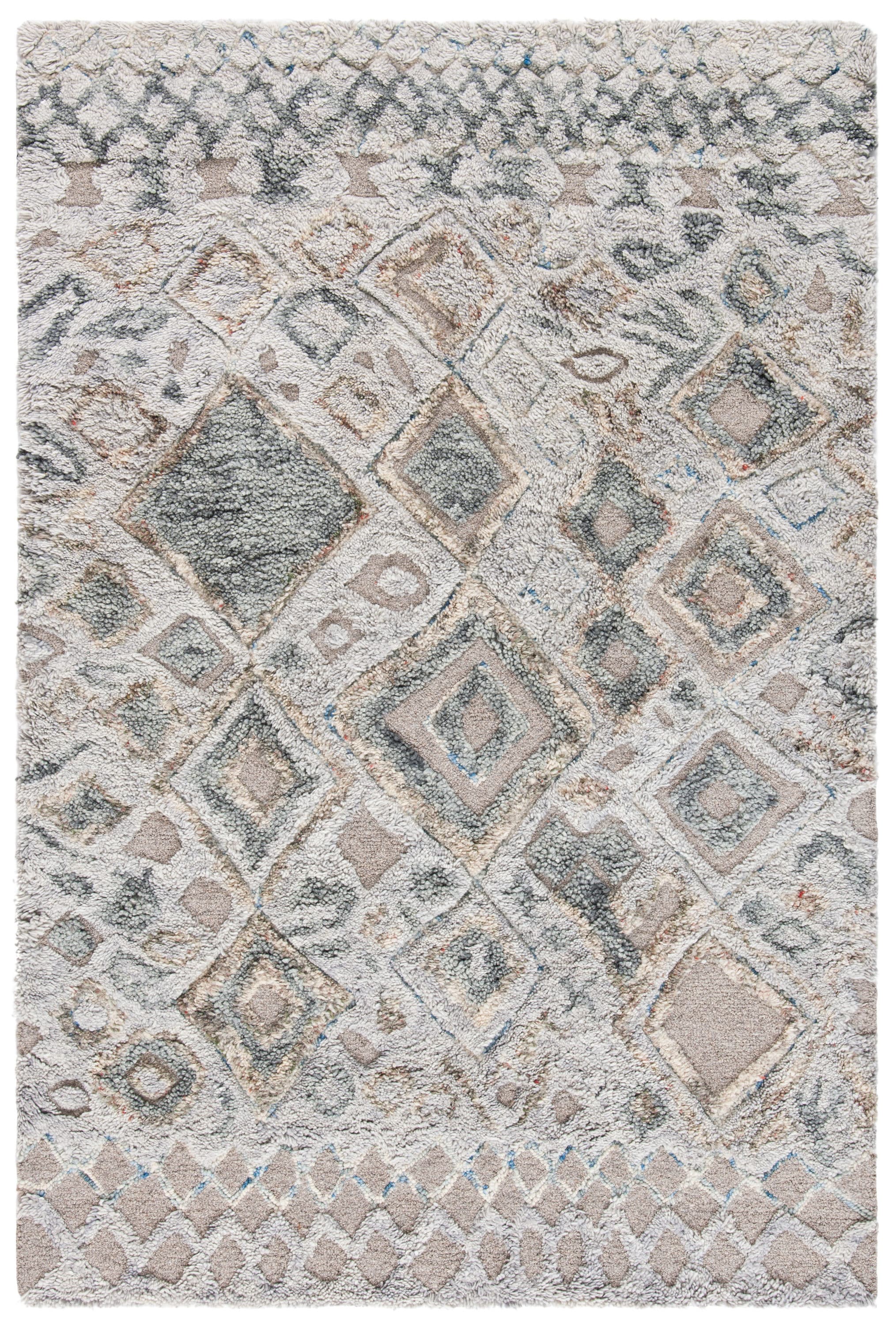 Safavieh CSB618X-4 Casablanca Masako 4 x 6 (ft) Tufted Wool Gray/Olive Rectangular Indoor Abstract Moroccan Area rug
