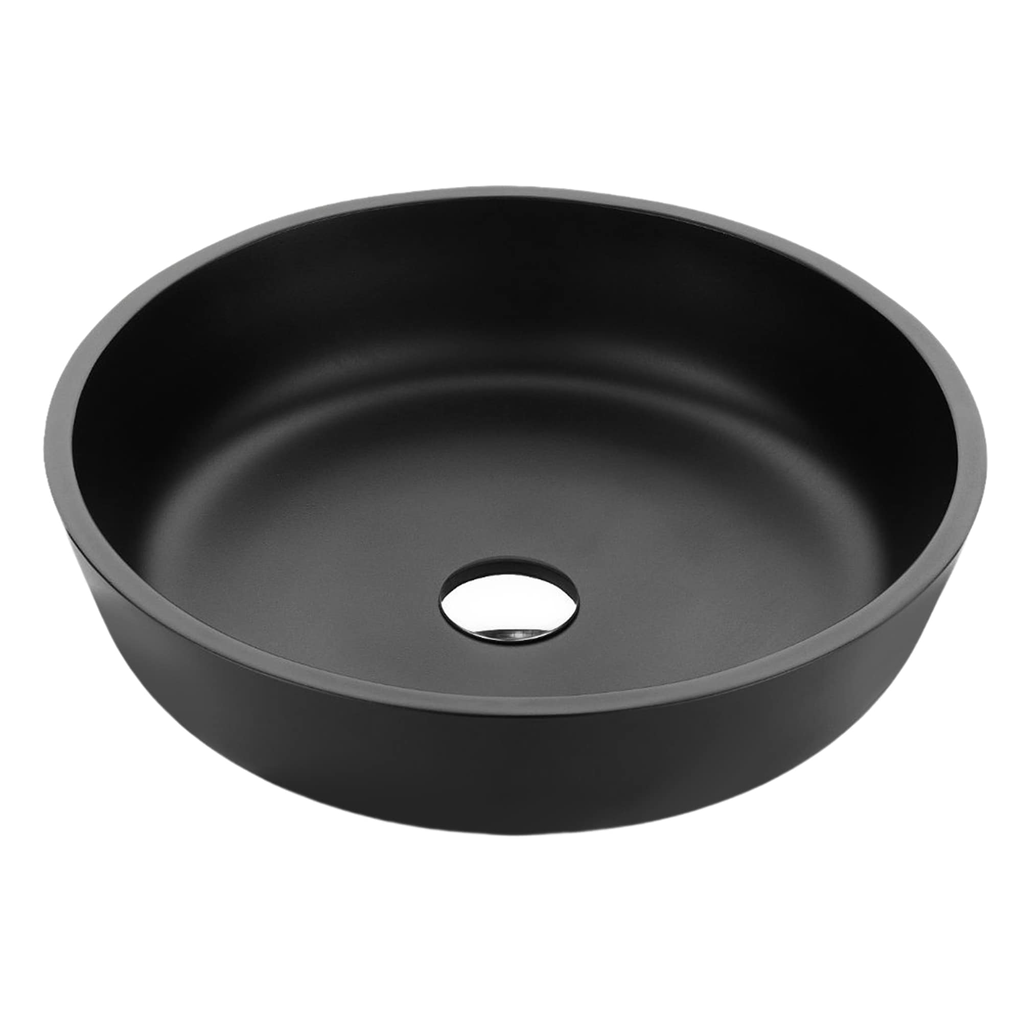ANZZI Allegro Glass 16.5-in Vessel Round Modern Black Bathroom Sink with Drain Included