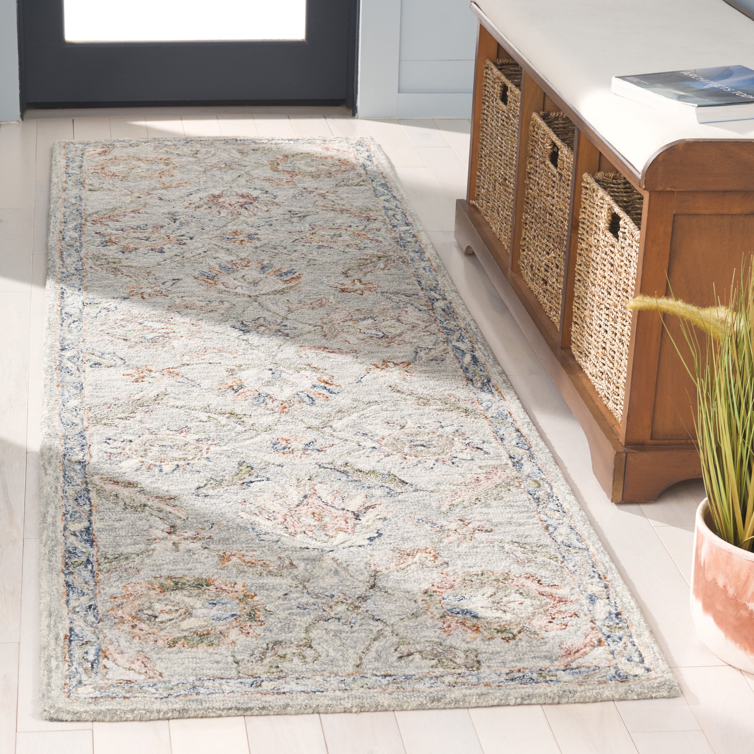  Metro 754 Gray/Rust Traditional 2ft-3in x 8ft Runner Rug