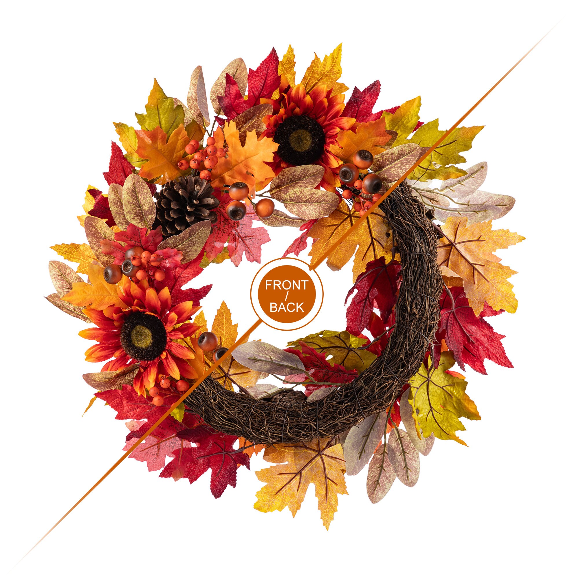 Glitzhome 2019500027 Artificial-Thanksgiving-Wreaths - View #3