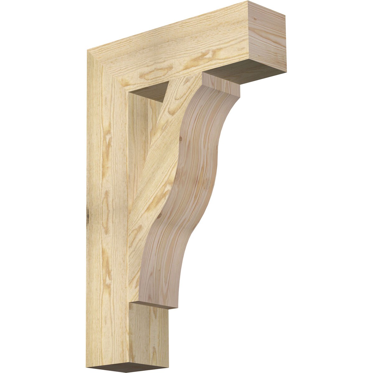 Ekena Millwork BKT06X22X34FST05RDF Funston Block Rough Sawn 6-in x 22-in x 34-in Douglas fir Brown Wood Standard bracket