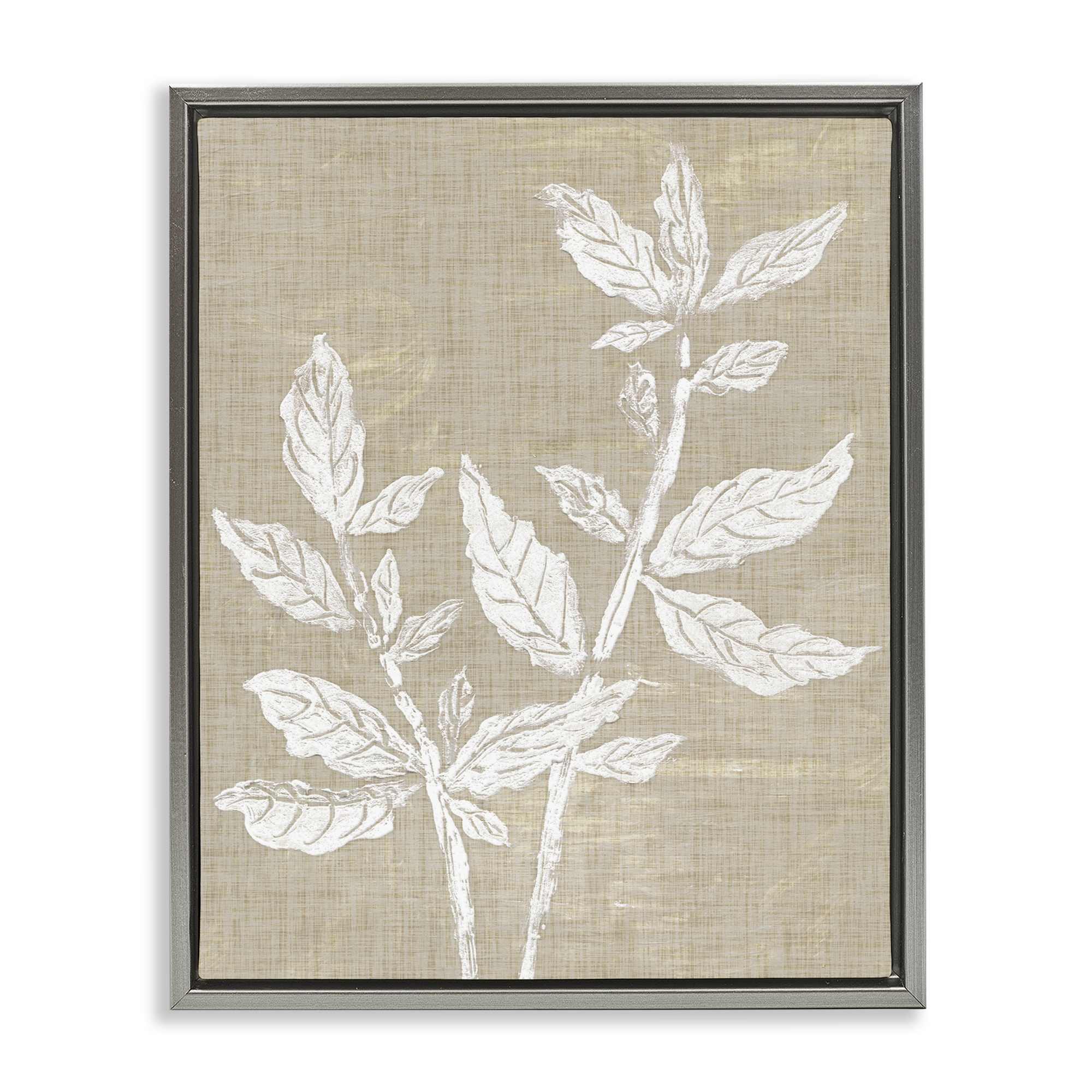 Stupell Industries BS-376-FFL-16X20 Boho Leaves on Natural Pattern Floating Frame design by Melissa Wang