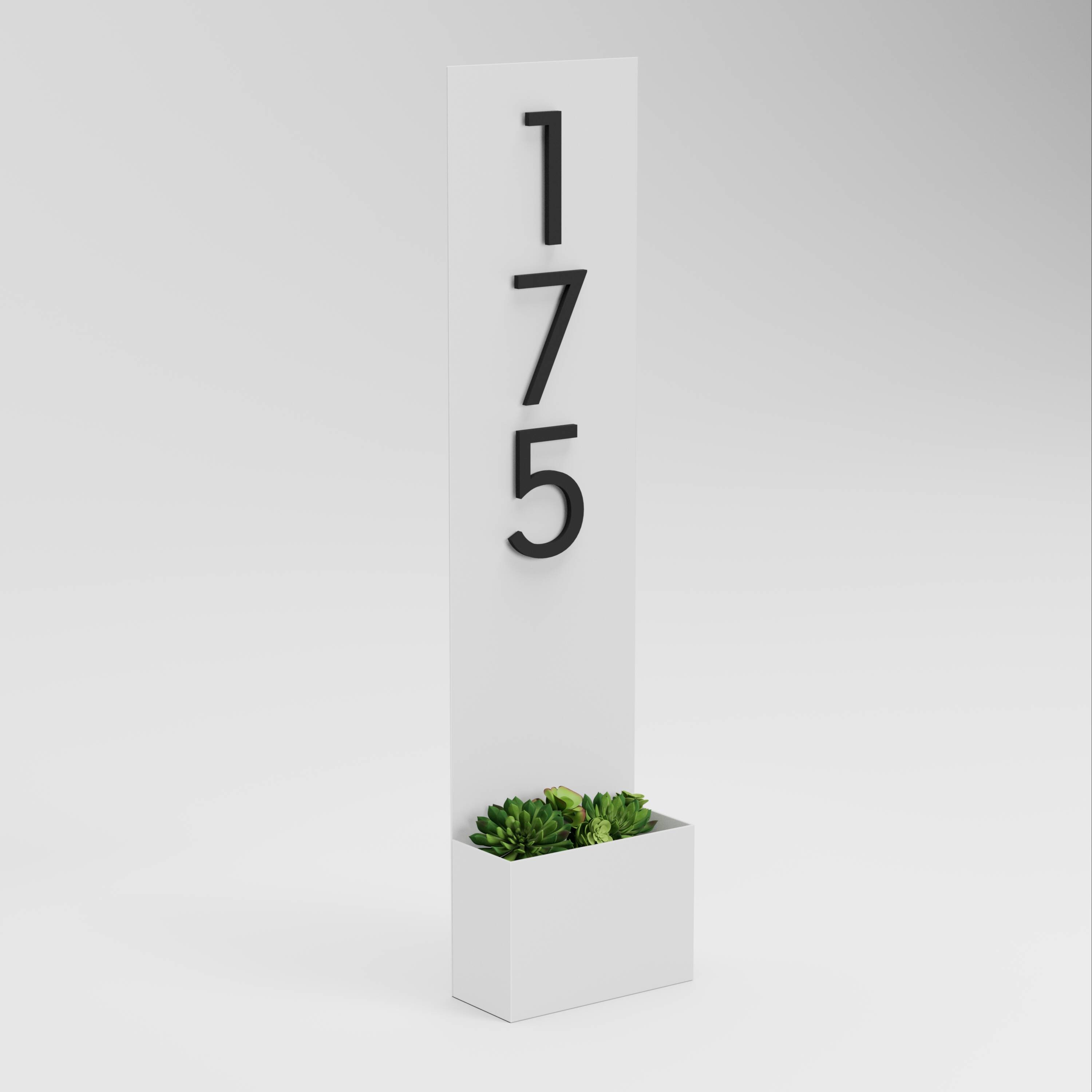 Post & Porch STANDING-WHITE Address Plaques 31-in H x 7-in W White Steel Address plaque