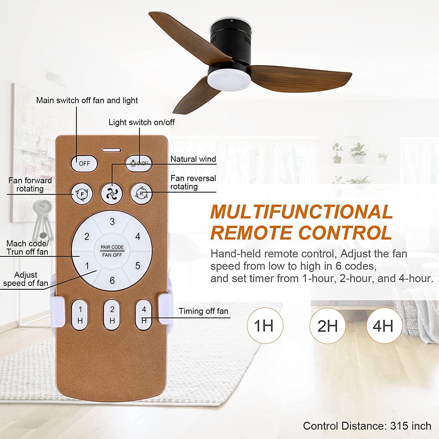 Kahomvis DHS-QPHF-40BRN Ceiling-Fans - View #9