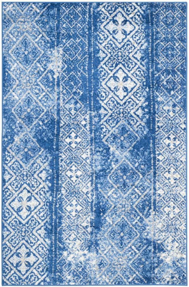 Safavieh ADR111F-6 Adirondack Winston 6 x 9 (ft) Loomed Polypropylene Silver/Blue Rectangular Indoor Abstract Moroccan Area rug