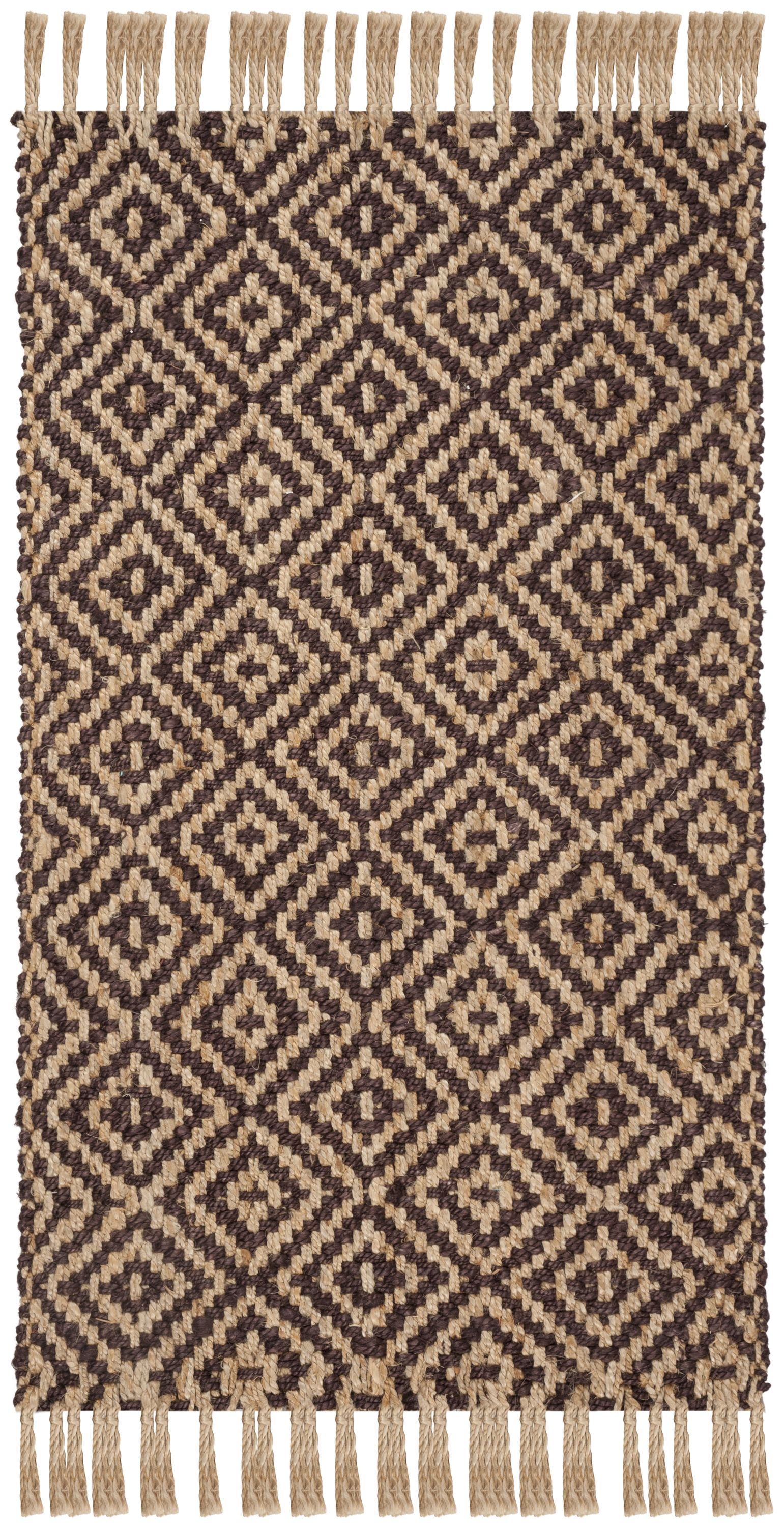 Safavieh NF266E-3 Natural Fiber Davie 3 x 5 (ft) Jute Brown/Natural Rectangular Indoor Geometric Farmhouse/Cottage Throw rug