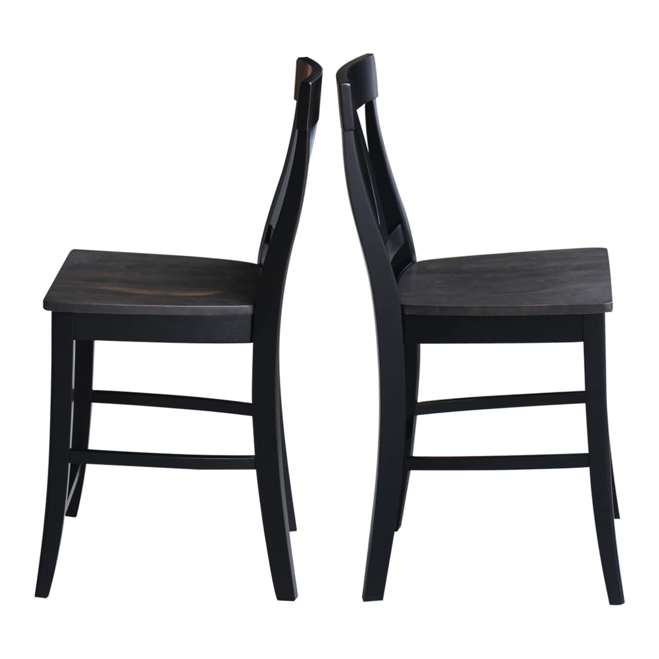 Elegant Cosmo Black Solid Wood Counter Height Stool