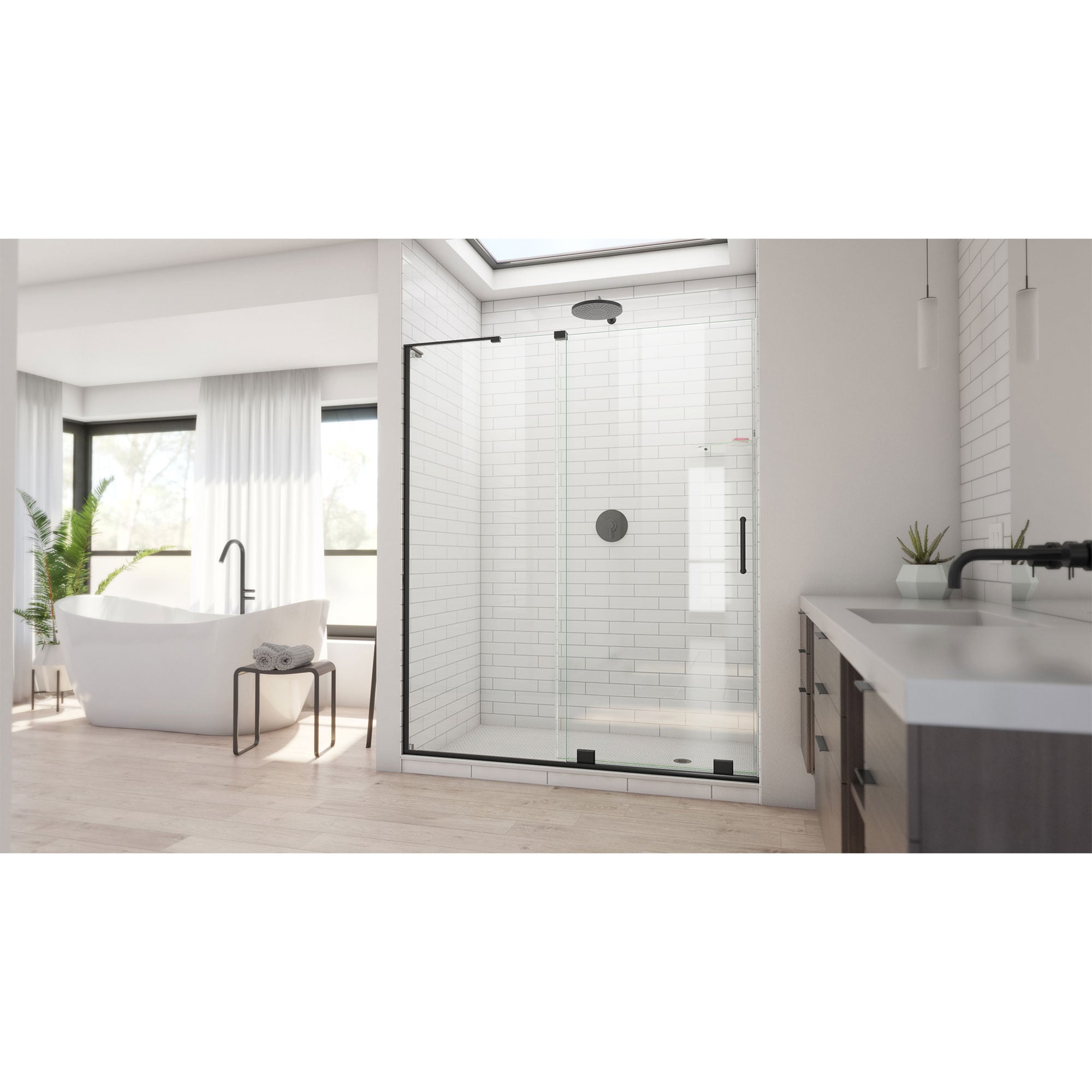 DreamLine  SlimLine 32-in W x 60-in L White Single Threshold Rectangle Shower Pan Base Kit with 1.75-in H Threshold (Left Drain)