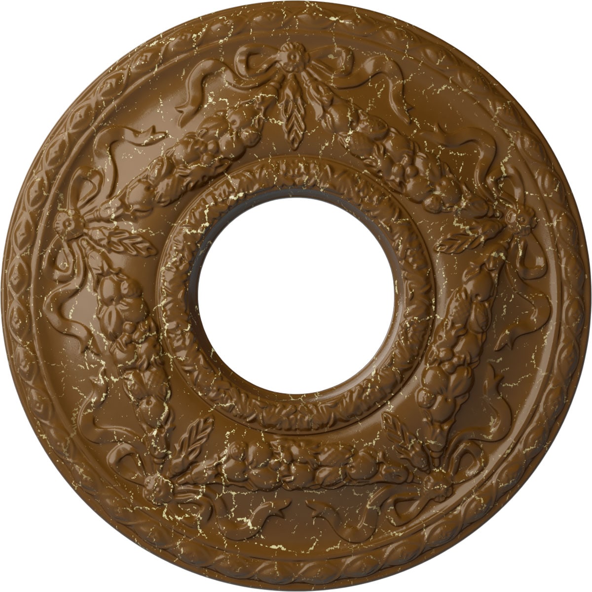 Ekena Millwork CM26HUSTC Hurley 22.125-in W x 22.125-in L Painted Smokey Topaz Crackle Polyurethane Whole Ceiling Medallion