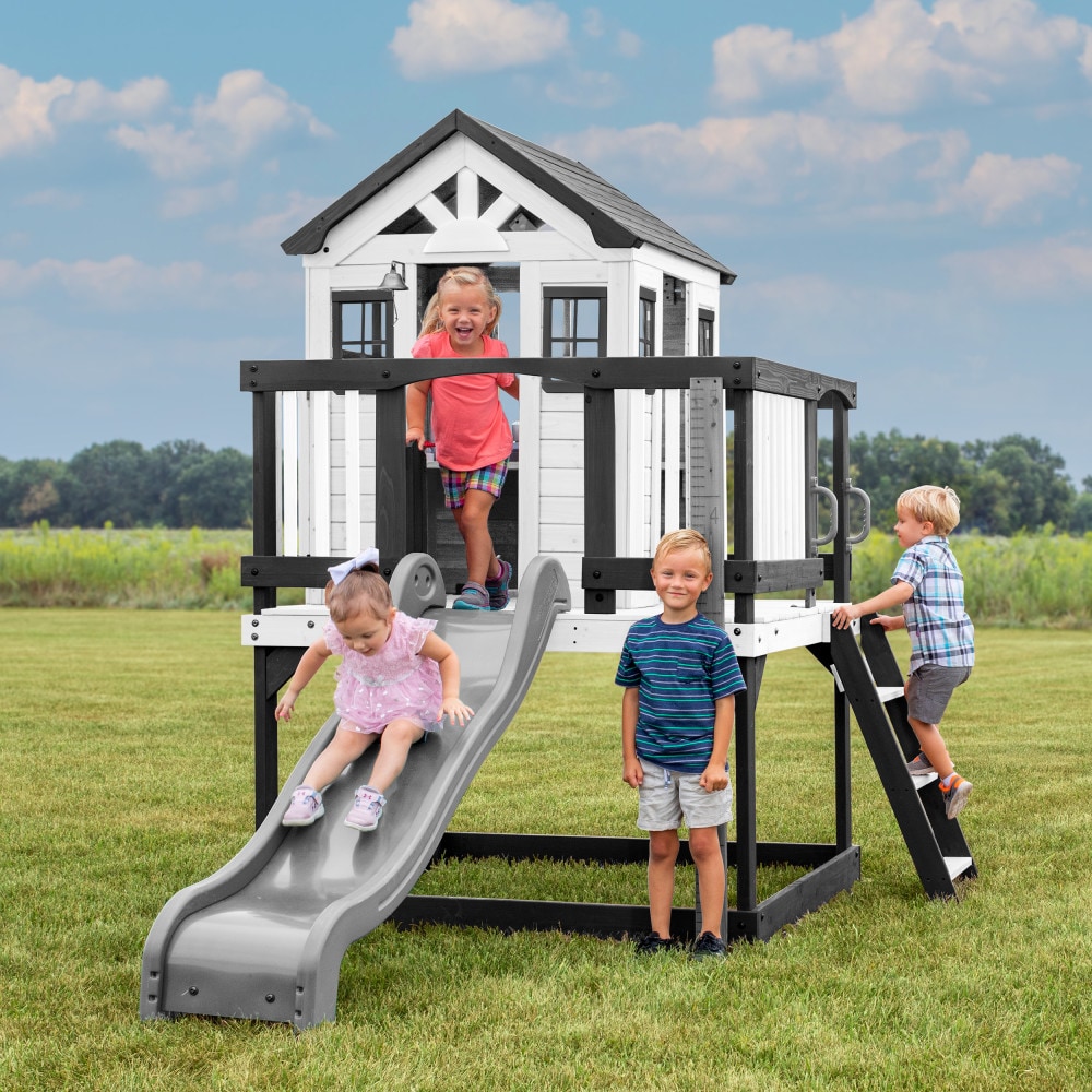 Backyard Discovery 2303027COM White Sweetwater Playhouse Outdoor Wood Playhouse