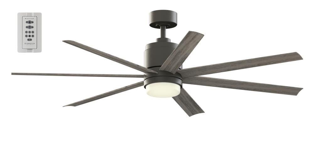 Fanimation Studio Collection Blitz 56-in Matte Greige LED Indoor/Outdoor Ceiling  Fan with Light Remote (7-Blade) at Lowes.com